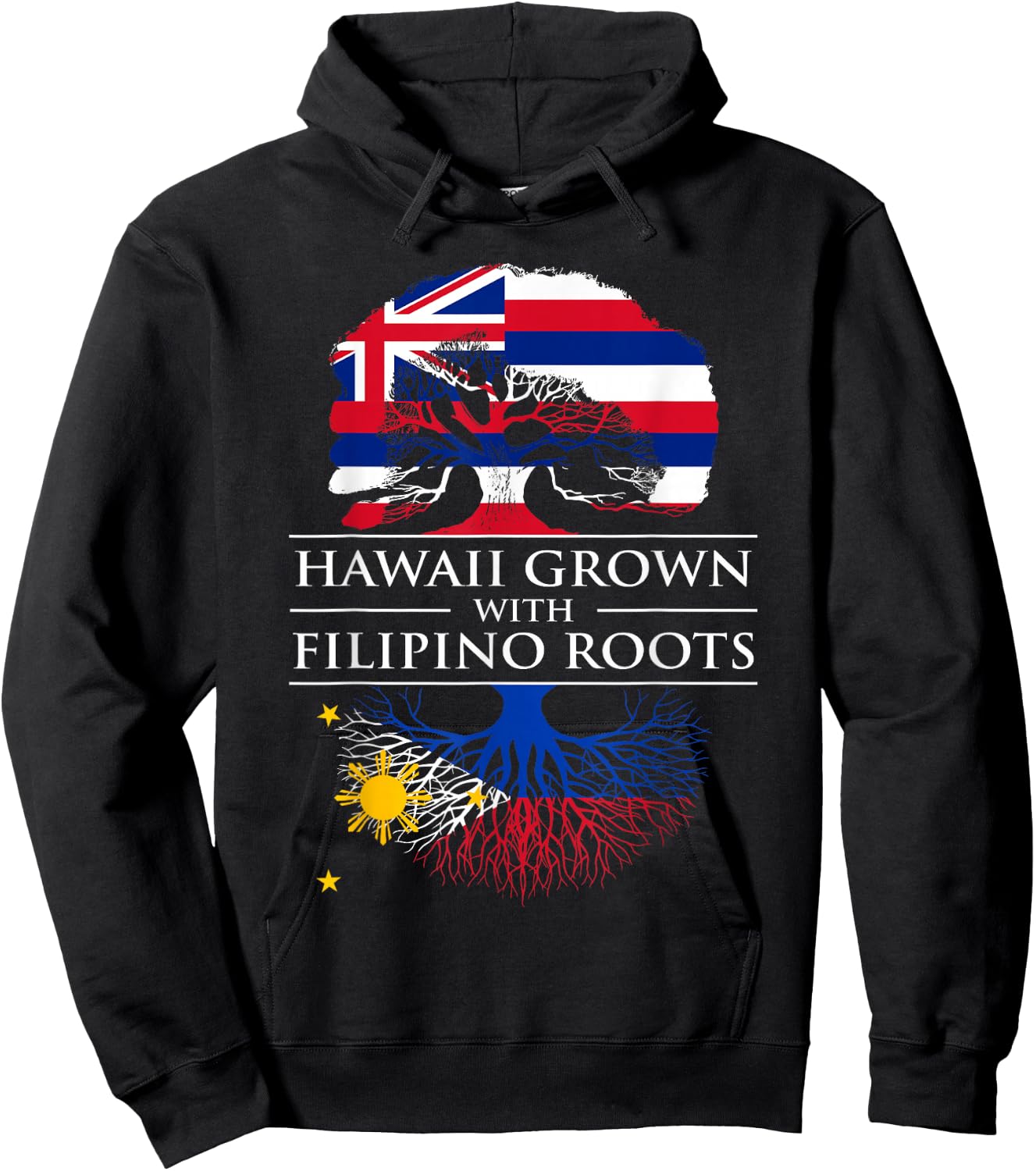 Hawaiian Filipino Shirt Hawaii Grown Filipino Roots heritage Hoodie - Hoodie | Black