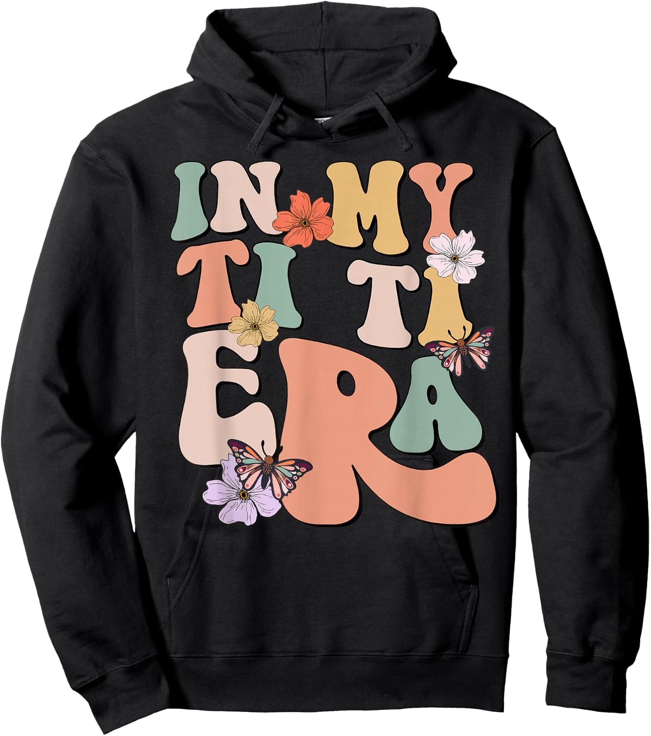 Retro Groovy In My Ti Ti Era Butterfly Mother's Day Hoodie - Hoodie | Black
