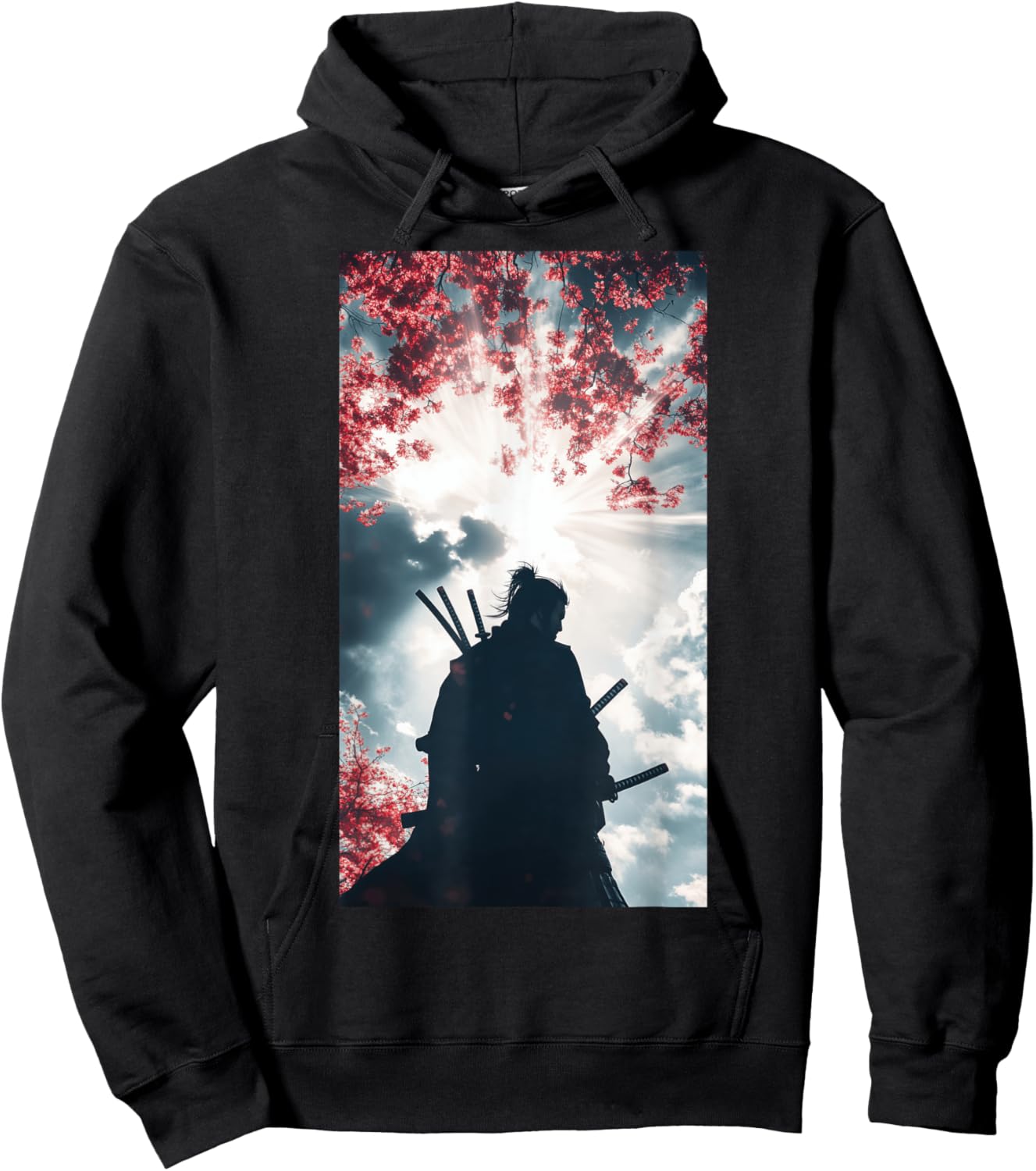 Samurai Silhouette Warrior Ninja Katana Hoodie - Hoodie | Black