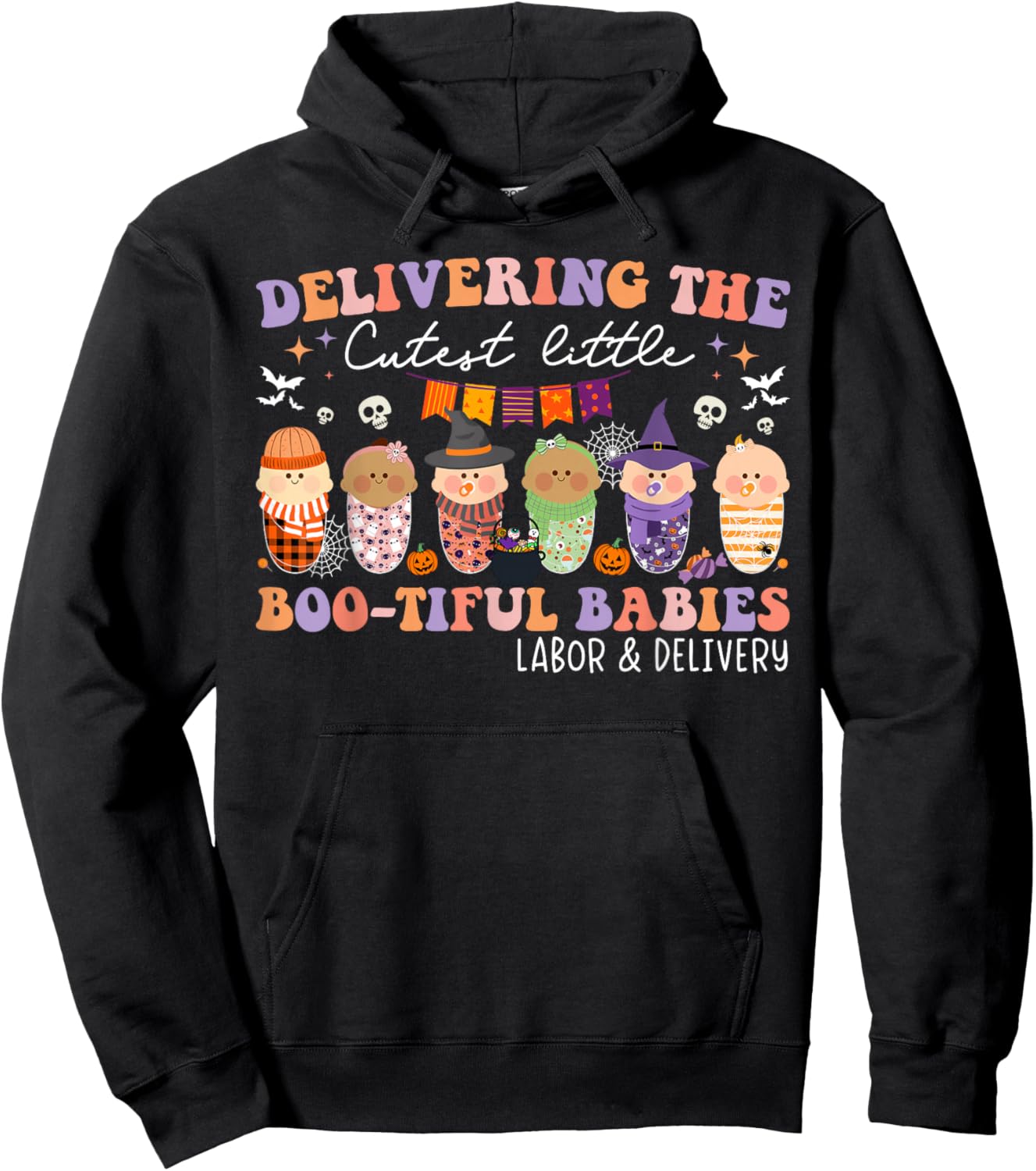 Delivering Bootiful Babies Labor & Delivery Nurse Halloween Hoodie - Hoodie | Black
