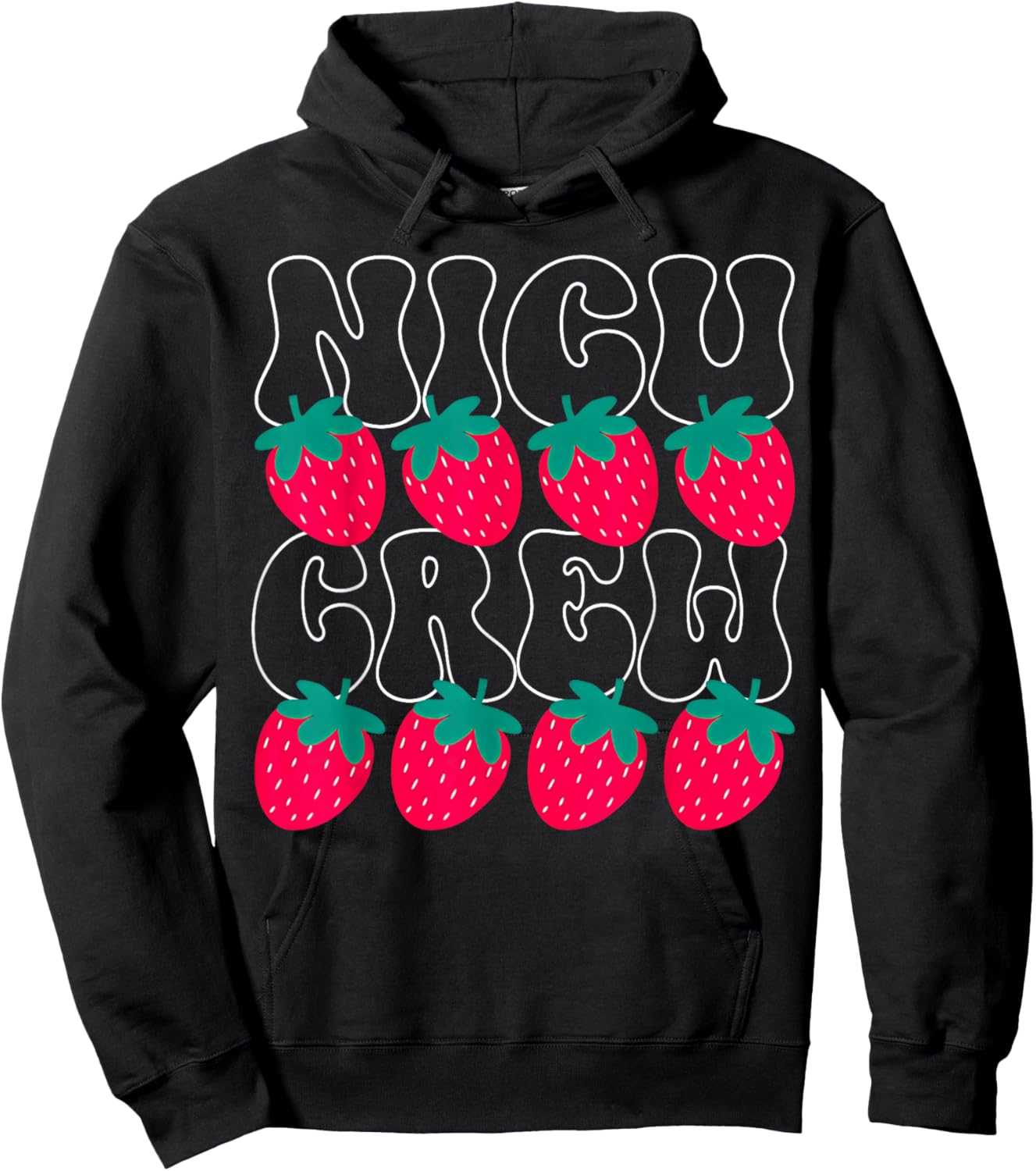 NICU Crew Strawberry Neonatal Intensive Care Nurse Summer Hoodie - Hoodie | Black
