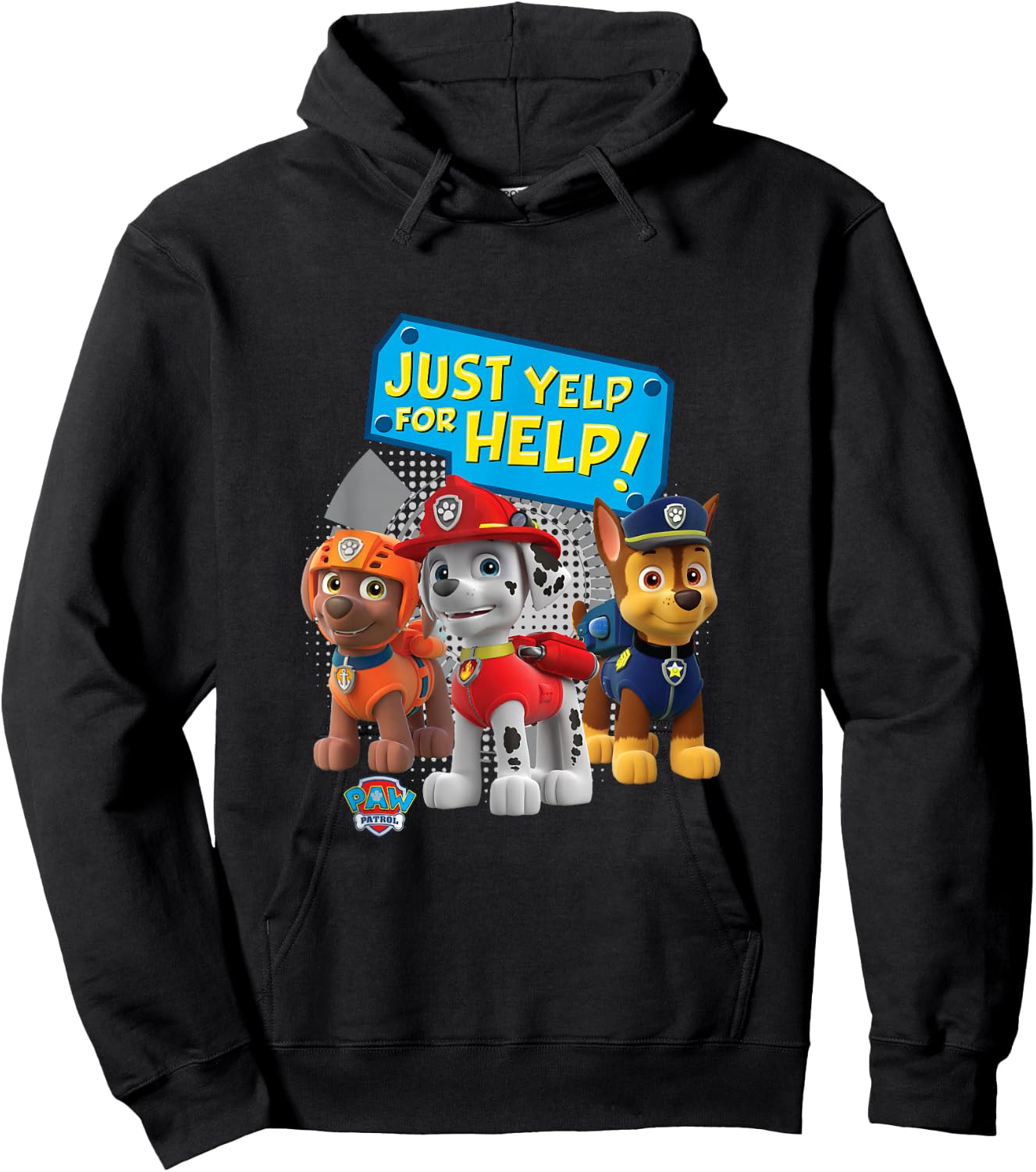 Paw Patrol Just Yelp For Help! Chase, Marshall and Zuma Hoodie - Hoodie | Black