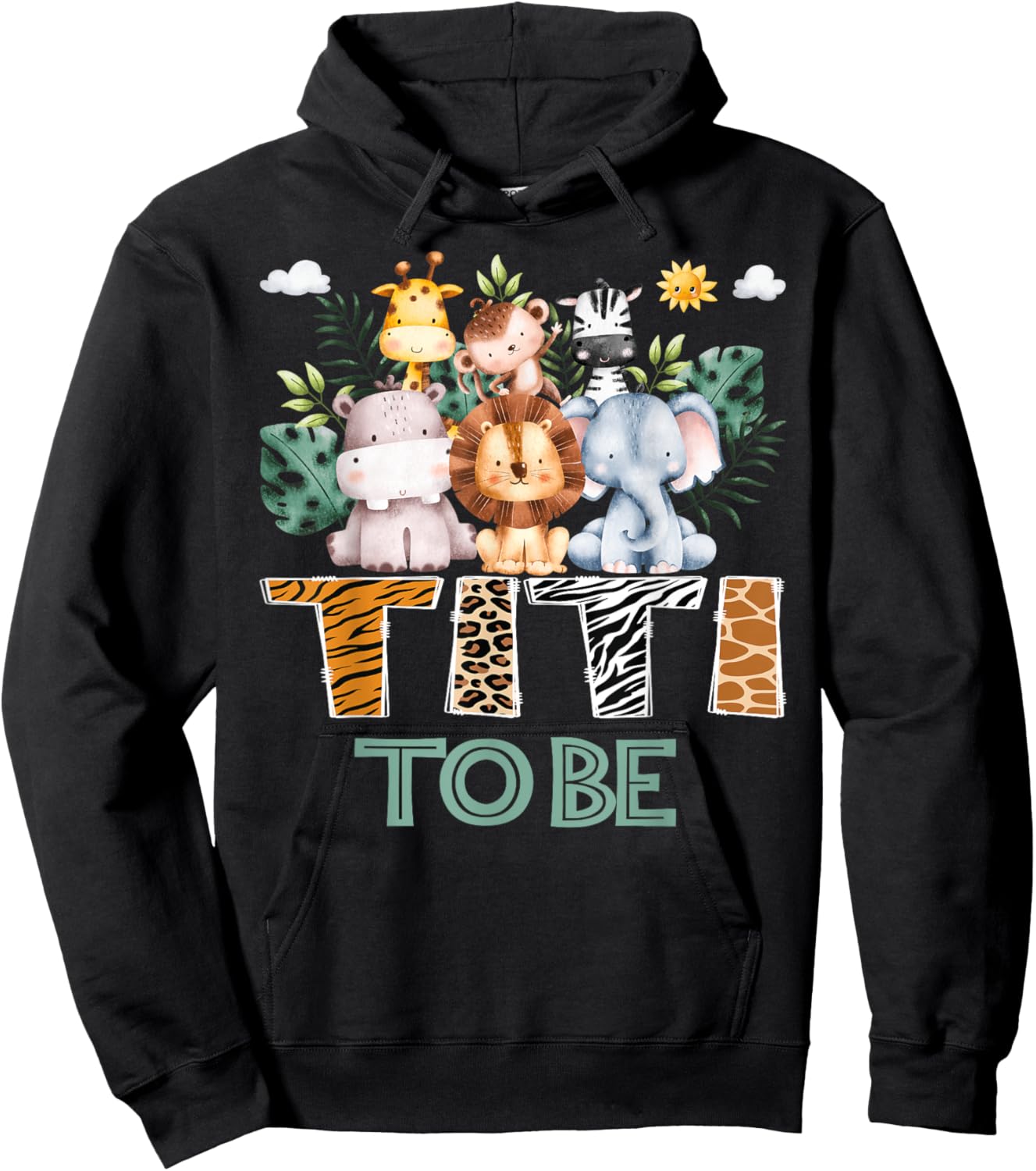 Soon To Be Titi Jungle Animal Safari Gender Reveal Hoodie - Hoodie | Black