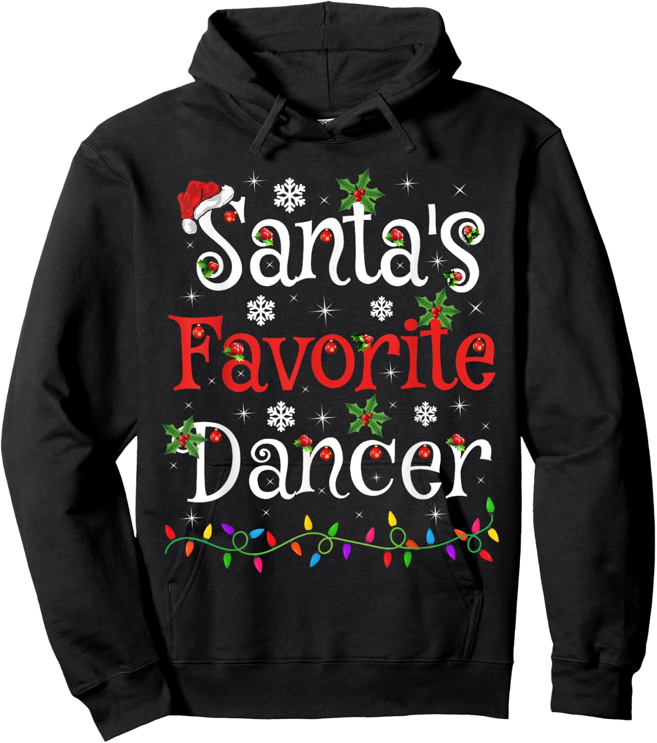Dancer Xmas Gift Santa's Favorite Dancer Christmas Hoodie - Hoodie | Black