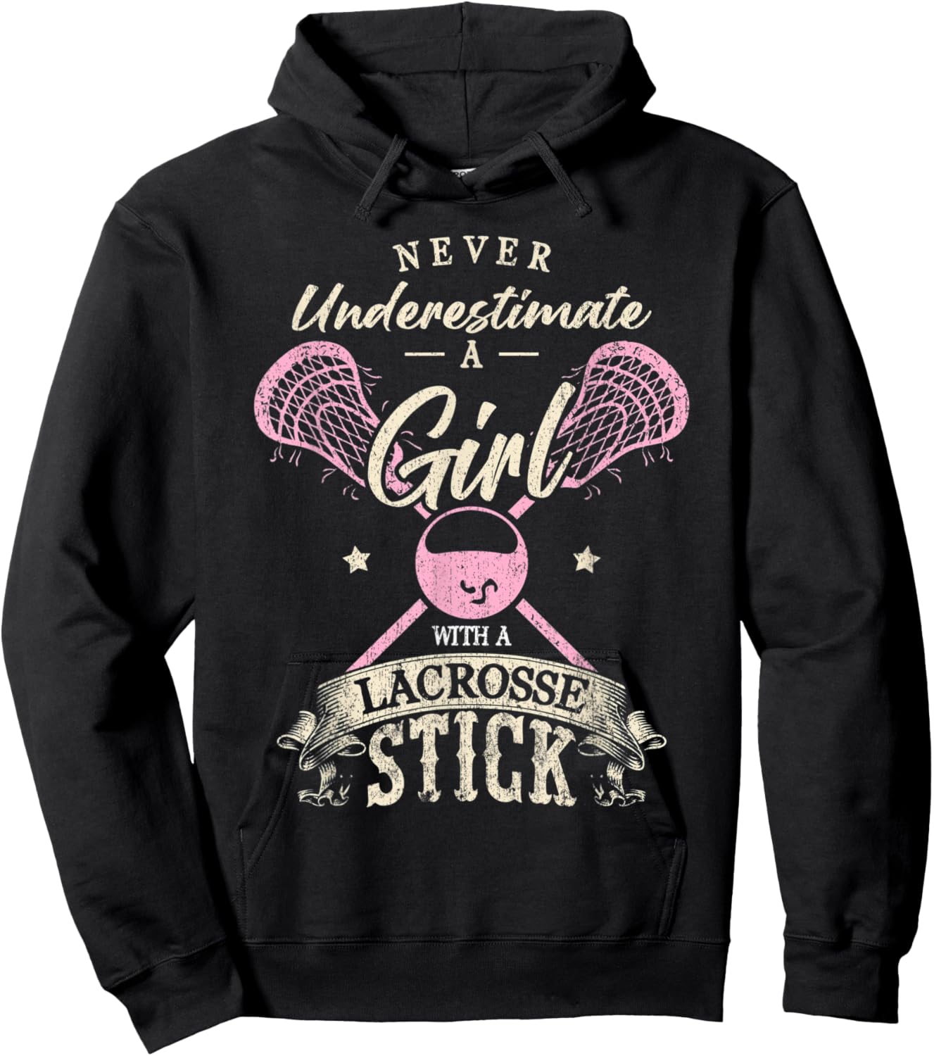 Never underestimate a girl with a Lacrosse stick Hoodie - Hoodie | Black