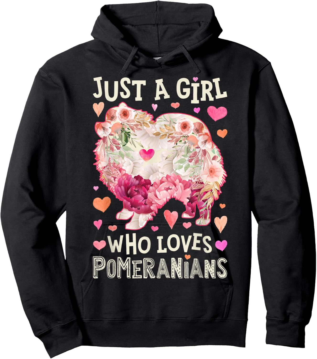 Pomeranian Just A Girl Who Loves Dog Flower Women Floral Hoodie - Hoodie | Black