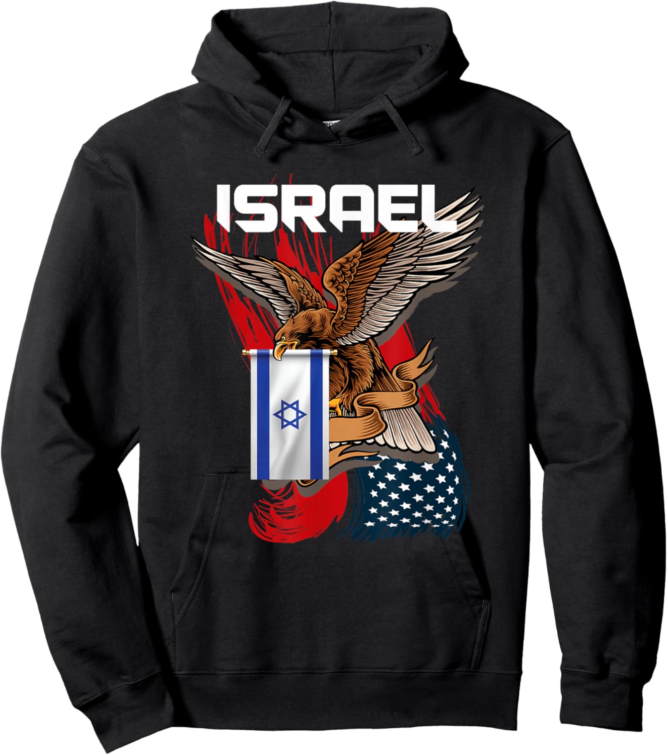 Israeli Eagle Star of David Gift USA Israel Hoodie - Hoodie | Black
