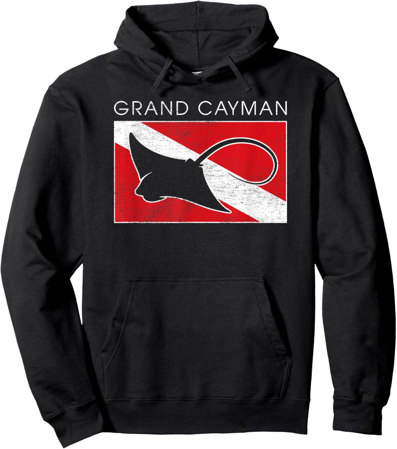 Stingray Grand Cayman Islands Scuba Dive Flag Hoodie - Hoodie | Black