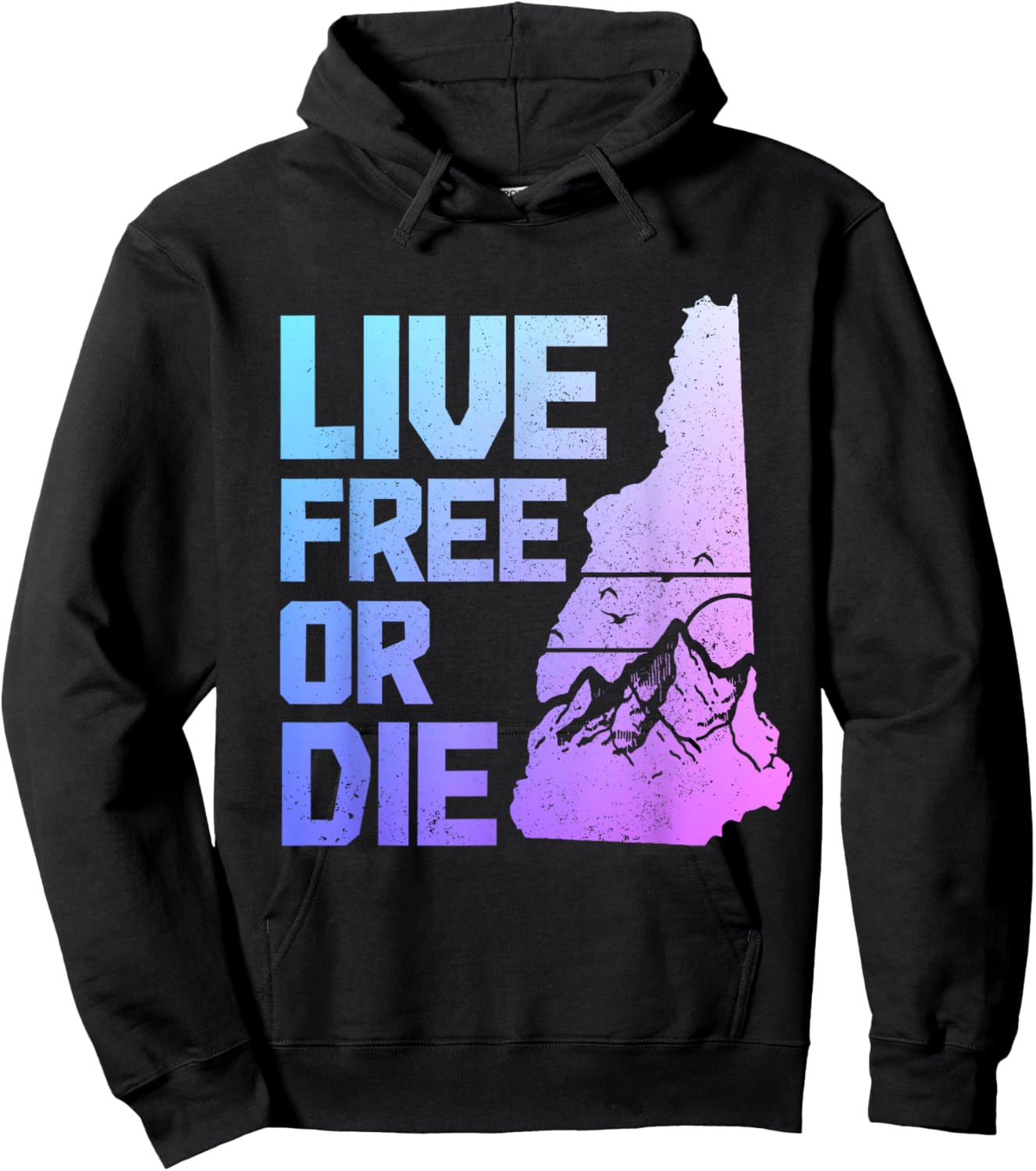 New Hampshire Live Free Or Die Vintage Mountains Pride Hoodie - Hoodie | Black