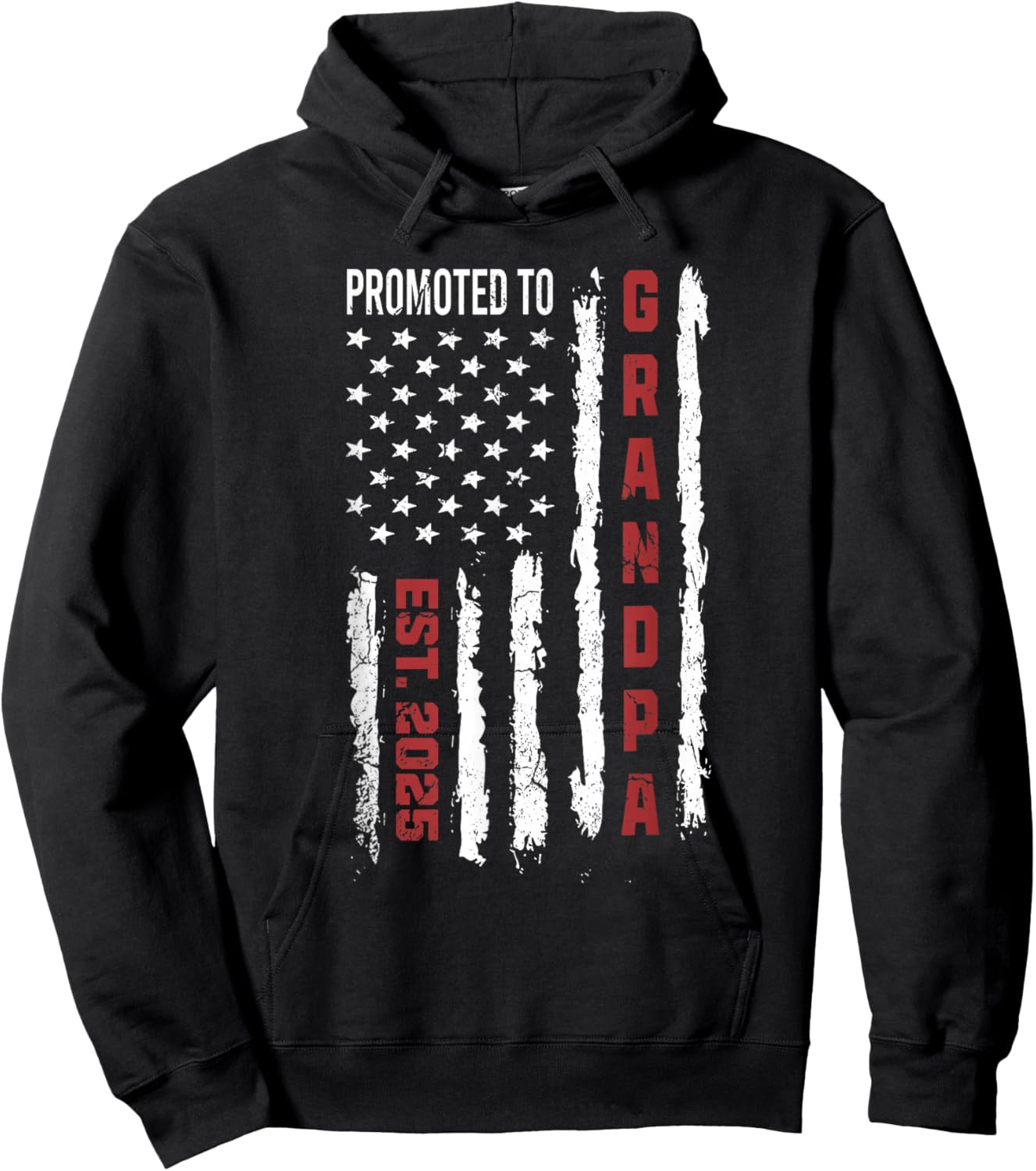 American Flag Promoted to Grandpa, First Time Grandpa 2025 Hoodie - Hoodie | Black