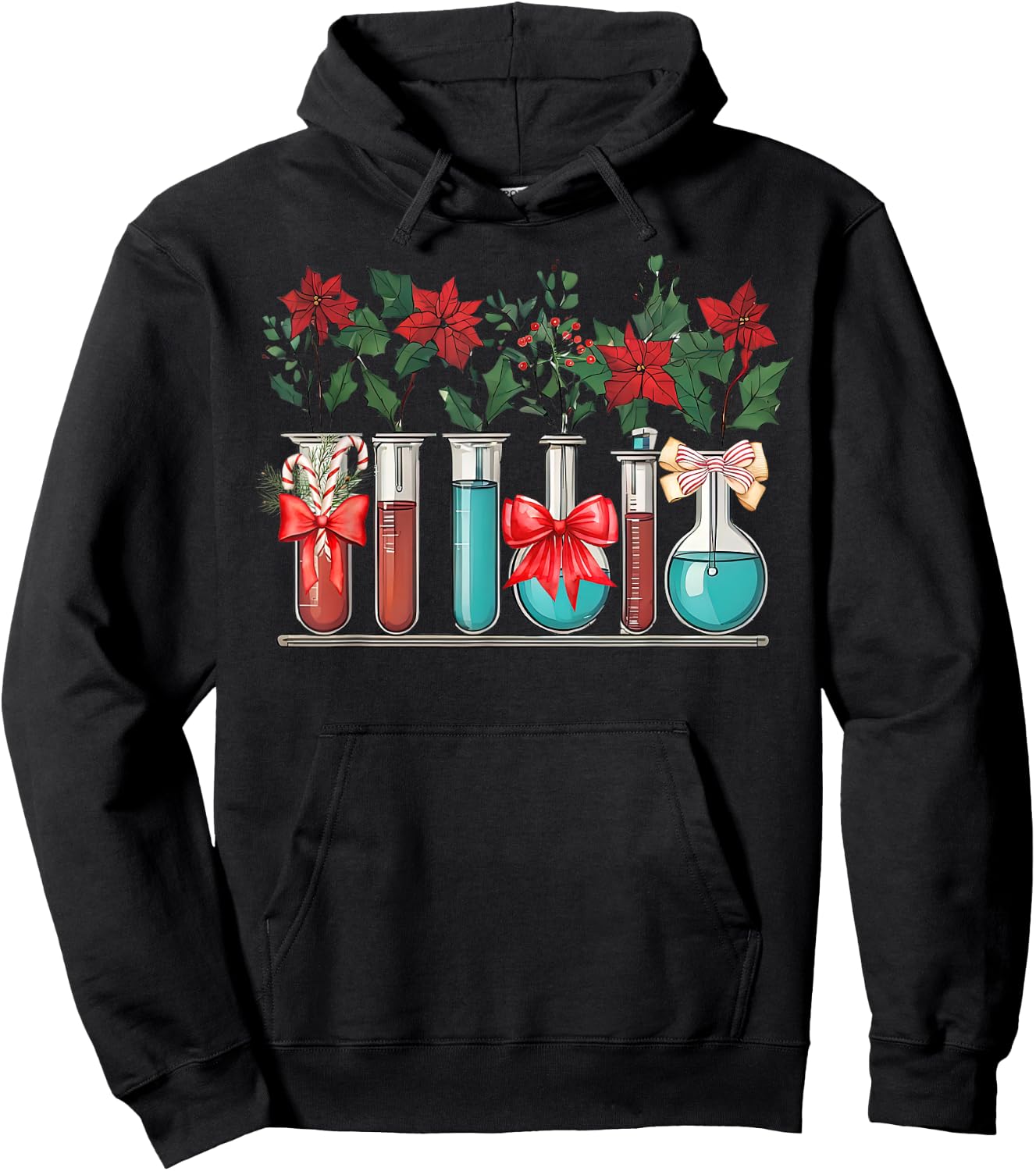 Test Tube Flower Christmas Chemistry Nerd Science Teacher Hoodie - Hoodie | Black