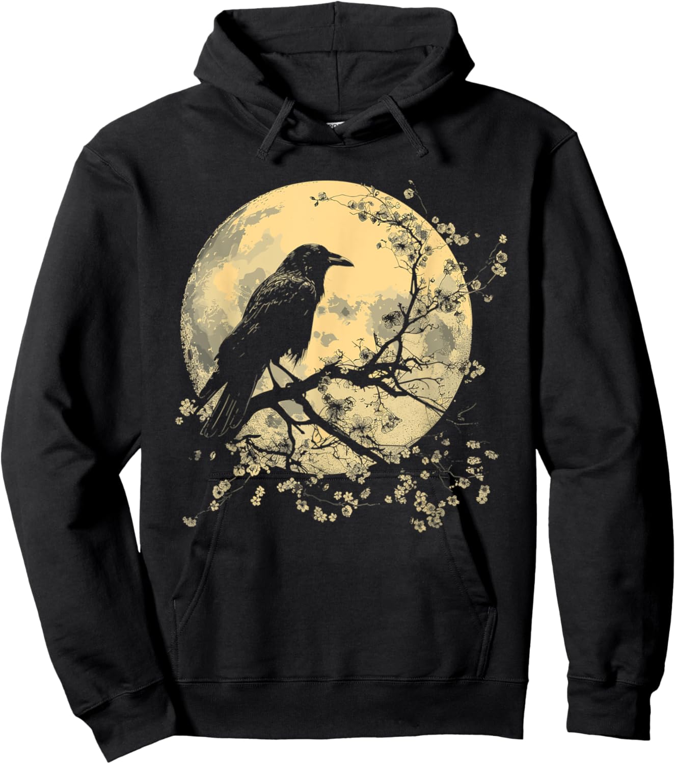 Black Raven Nature Art Crow Moon Hoodie - Hoodie | Black