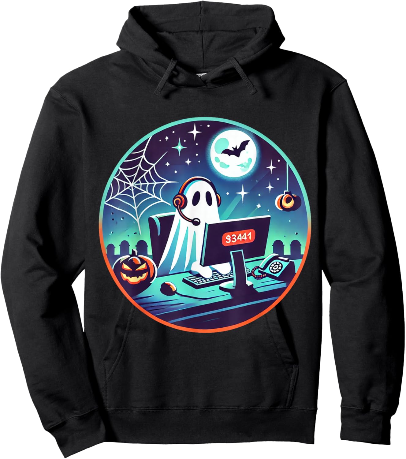Ghost Call Center Rep Funny Halloween Costume Job Profession Hoodie - Hoodie | Black