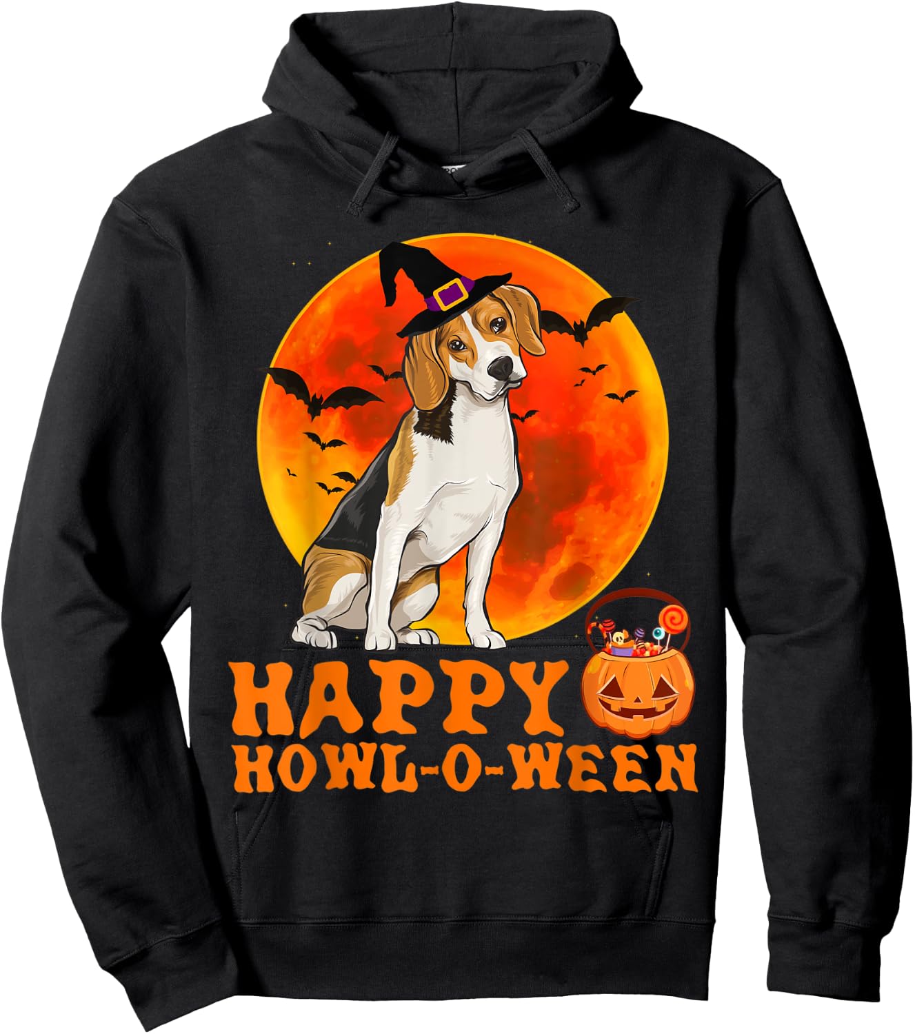 Funny Beagle Dog Halloween Happy Howl-o-ween Hoodie - Hoodie | Black