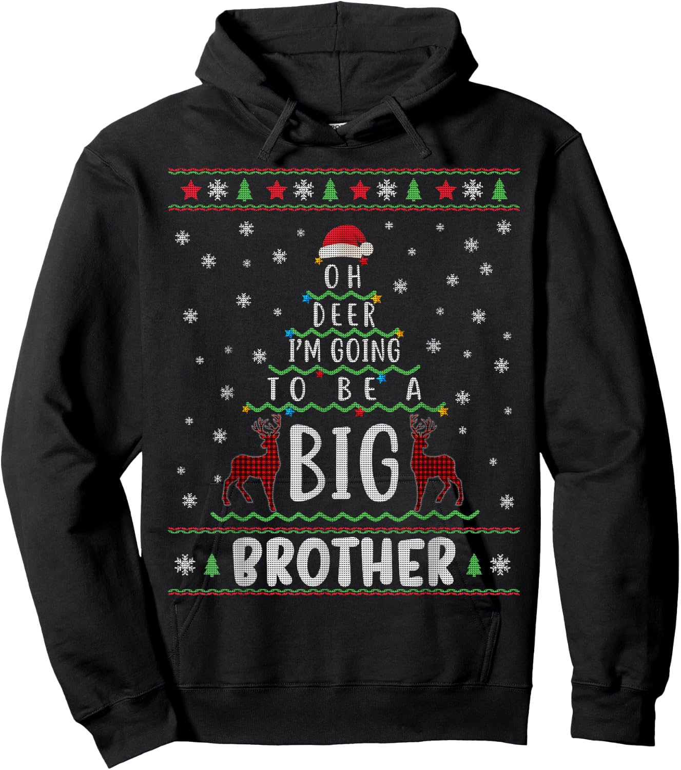 Oh Deer I'm Going To Be A Big Brother Christmas Hoodie - Hoodie | Black