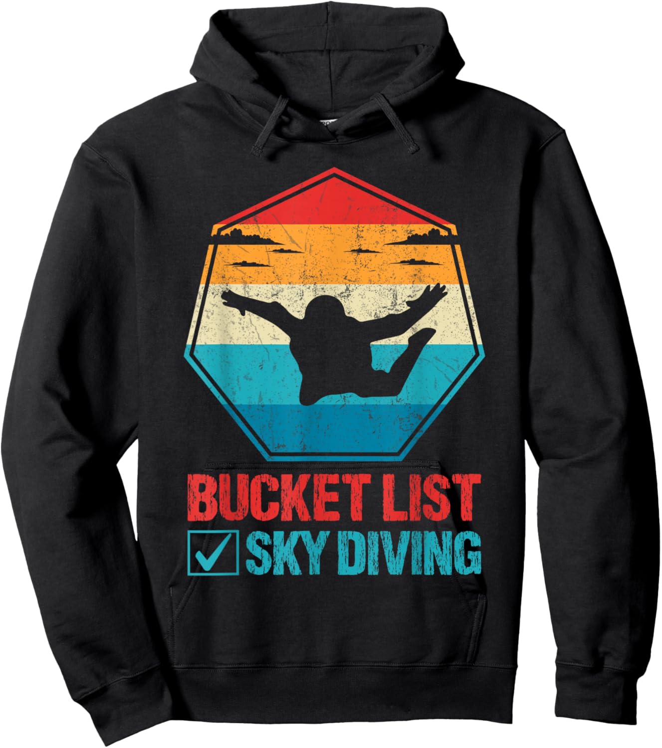 Bucket List Sky Diving Vintage Retro Skydiver Hoodie - Hoodie | Black