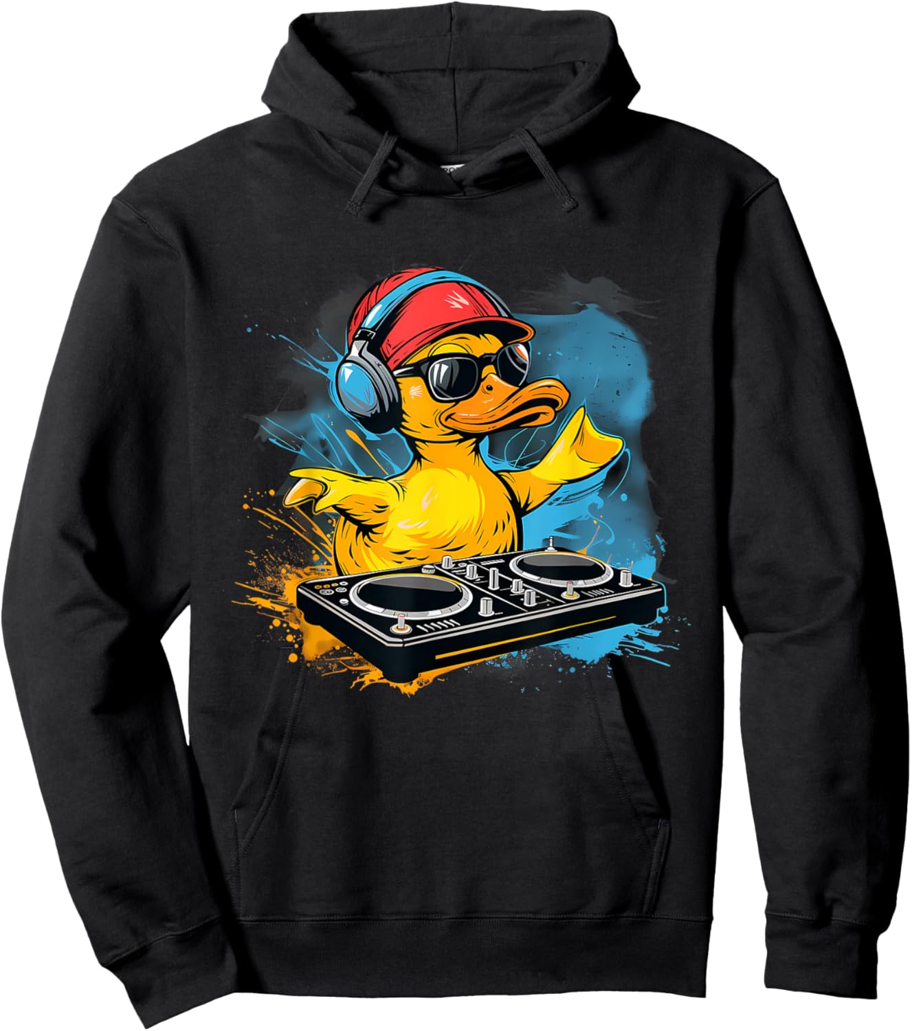 Rubber Duck Turntable DJ Rubber Duckling Music Lover Techno Hoodie - Hoodie | Black