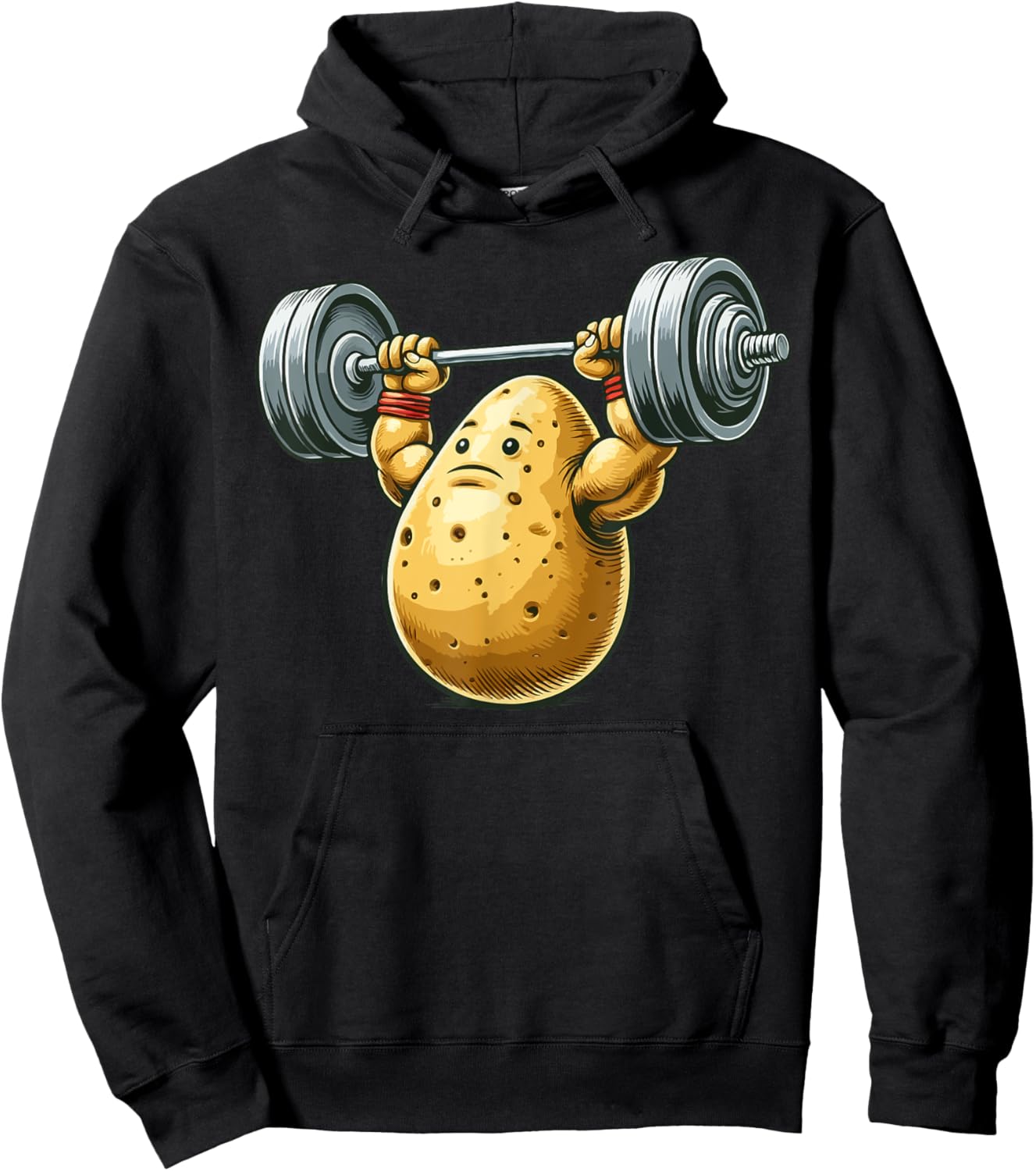 Funny Potato Weightlifting Artwork Funny Weightlifting Hoodie - Hoodie | Black