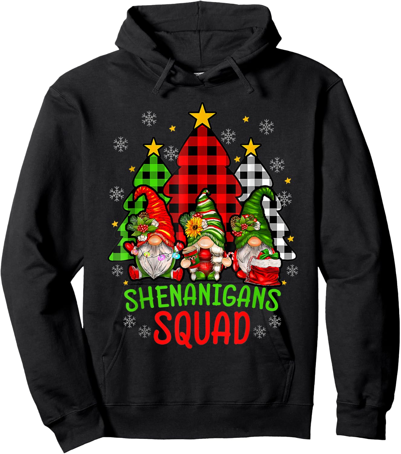 Shenanigans Squad Christmas Gnomes Matching Family Gnome Hoodie - Hoodie | Black