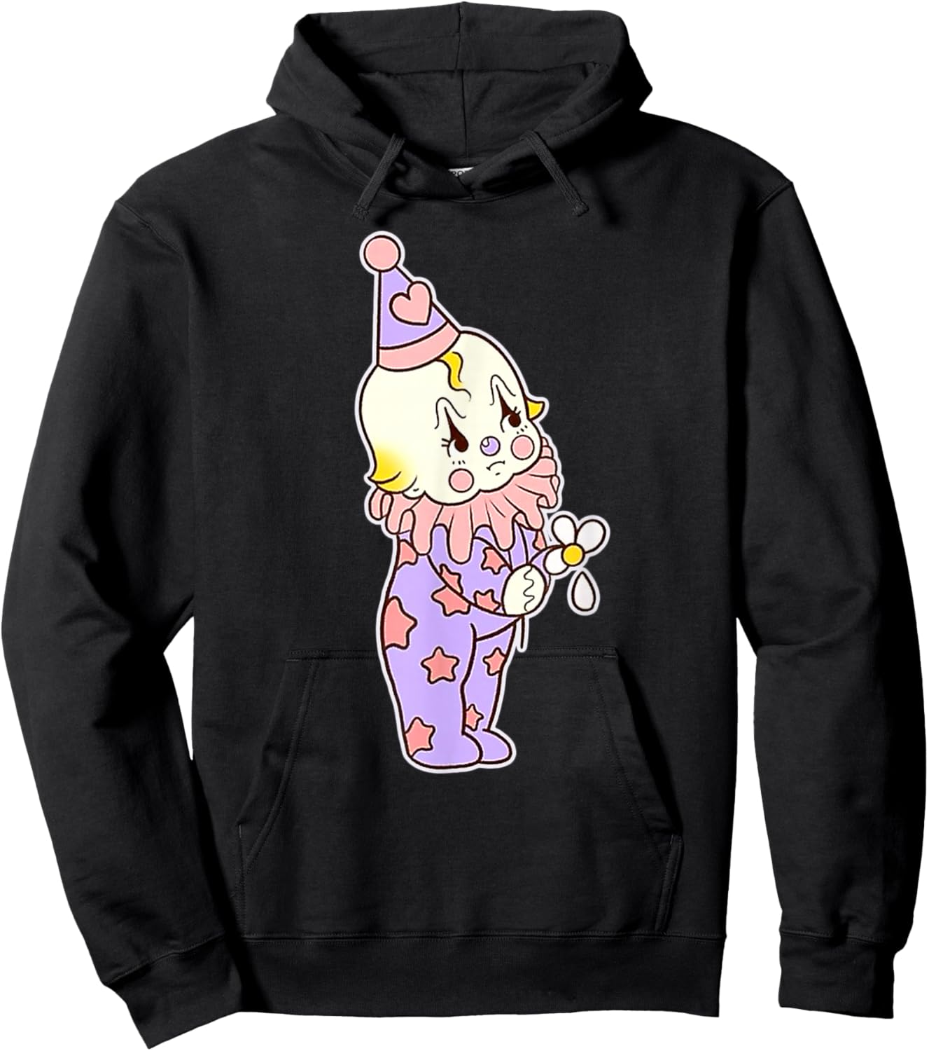 Kewpie Baby Sad Circus Clown Flower Tattoo Flash Hoodie - Hoodie | Black