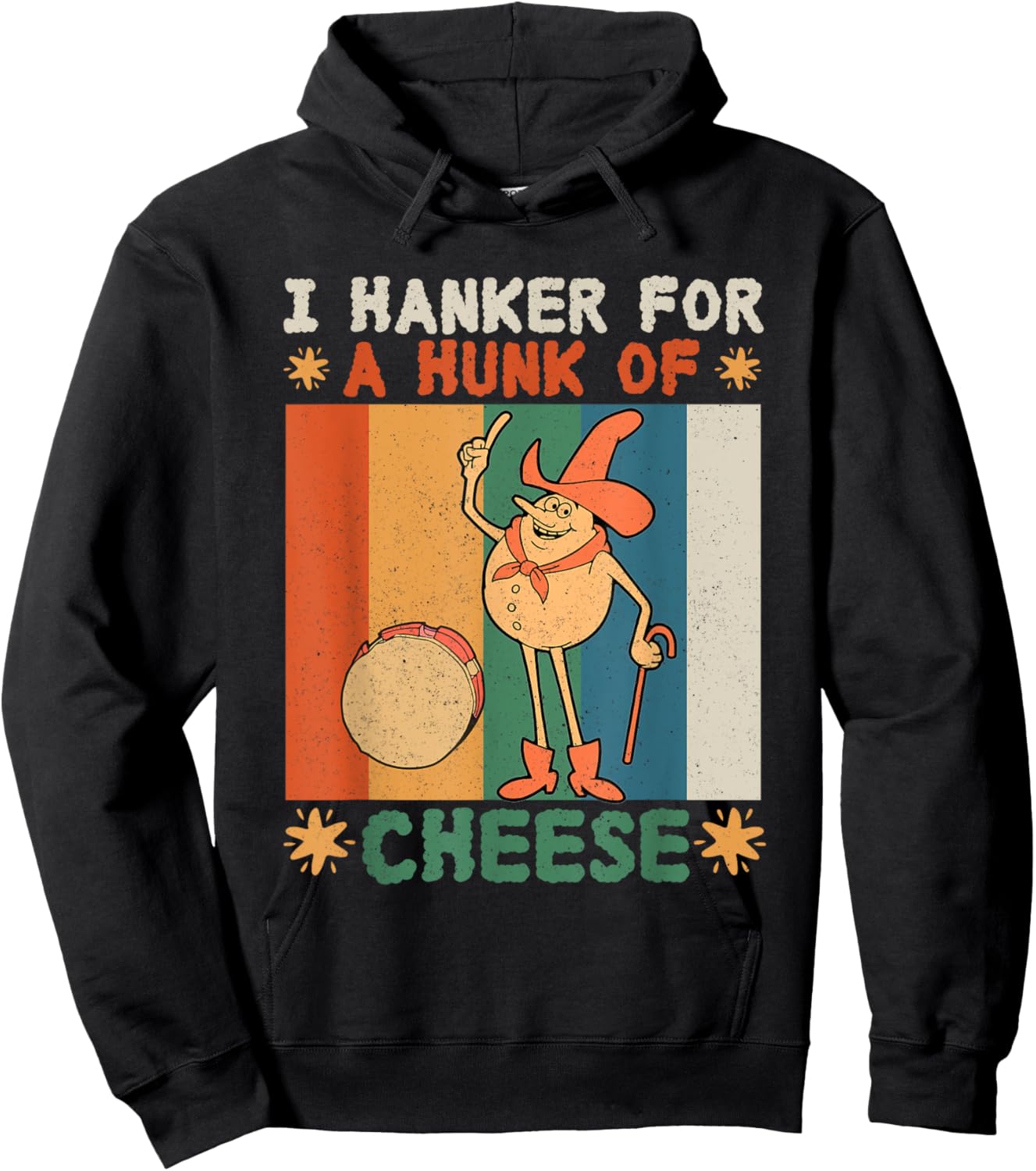 I Hanker For A Hunk Of Cheese Retro Hoodie - Hoodie | Black