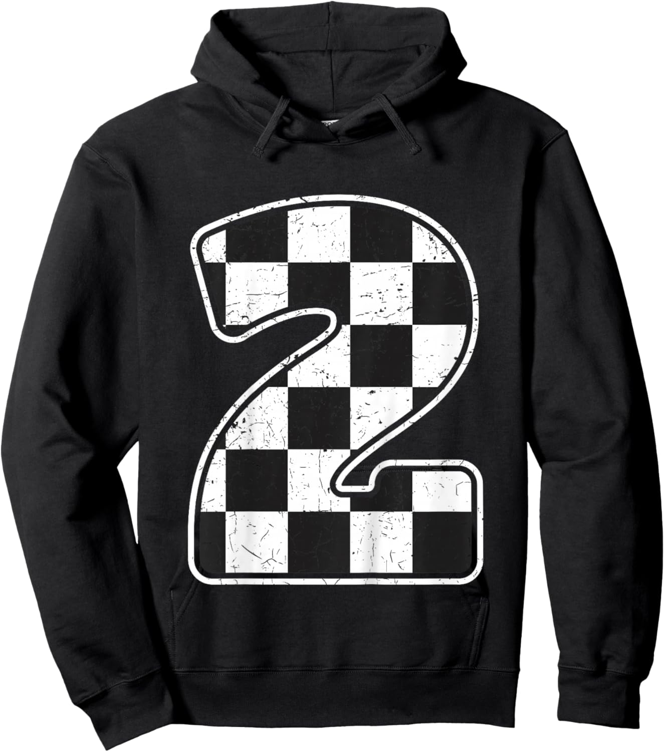 Kids Birthday Boy 2 Two Race Car 2nd Birthday Racing Car Flag Hoodie - Hoodie | Black