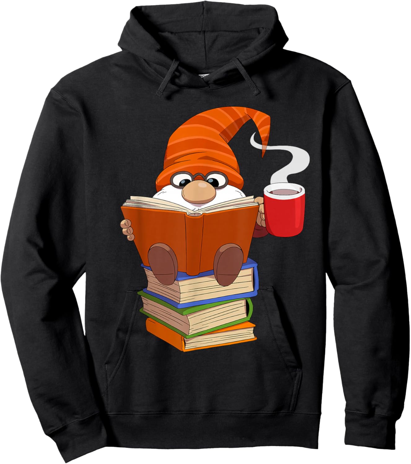 Reading Lover Book Graphic Funny Gnome Hoodie - Hoodie | Black