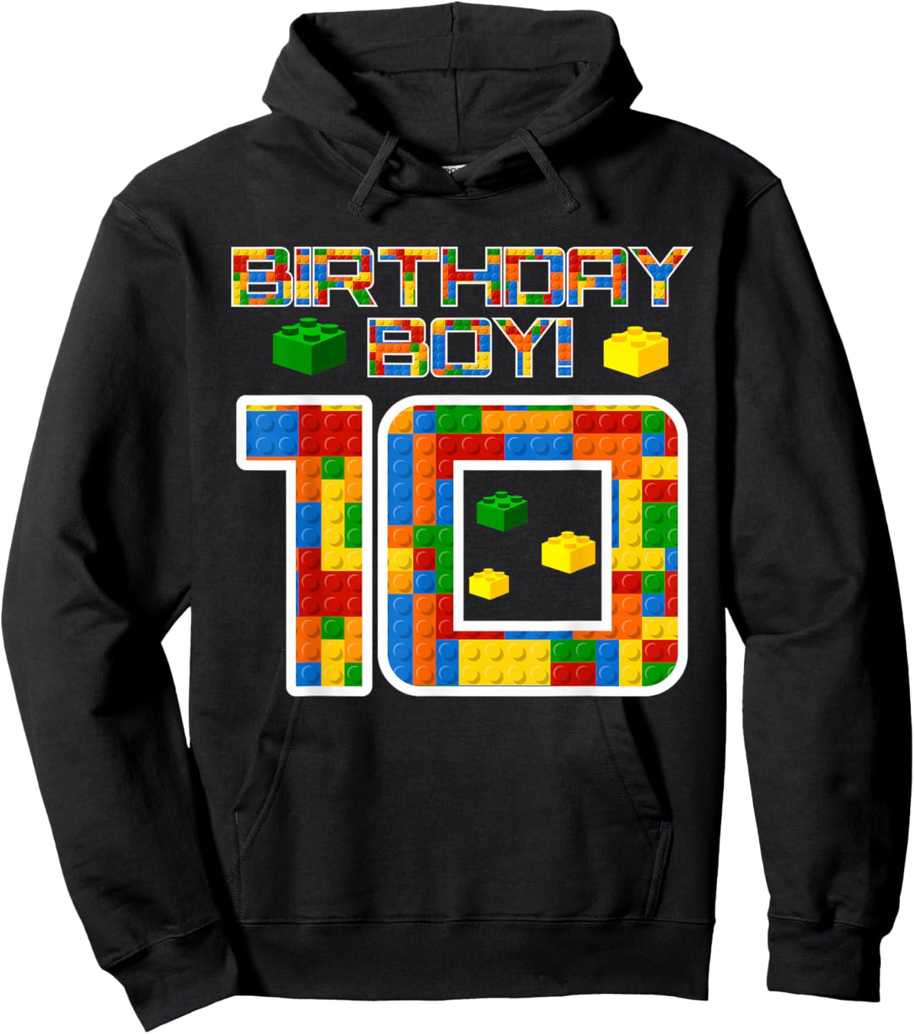 Cute 10th Birthday Gift 10 Years Old Block Building Boys Hoodie - Hoodie | Black