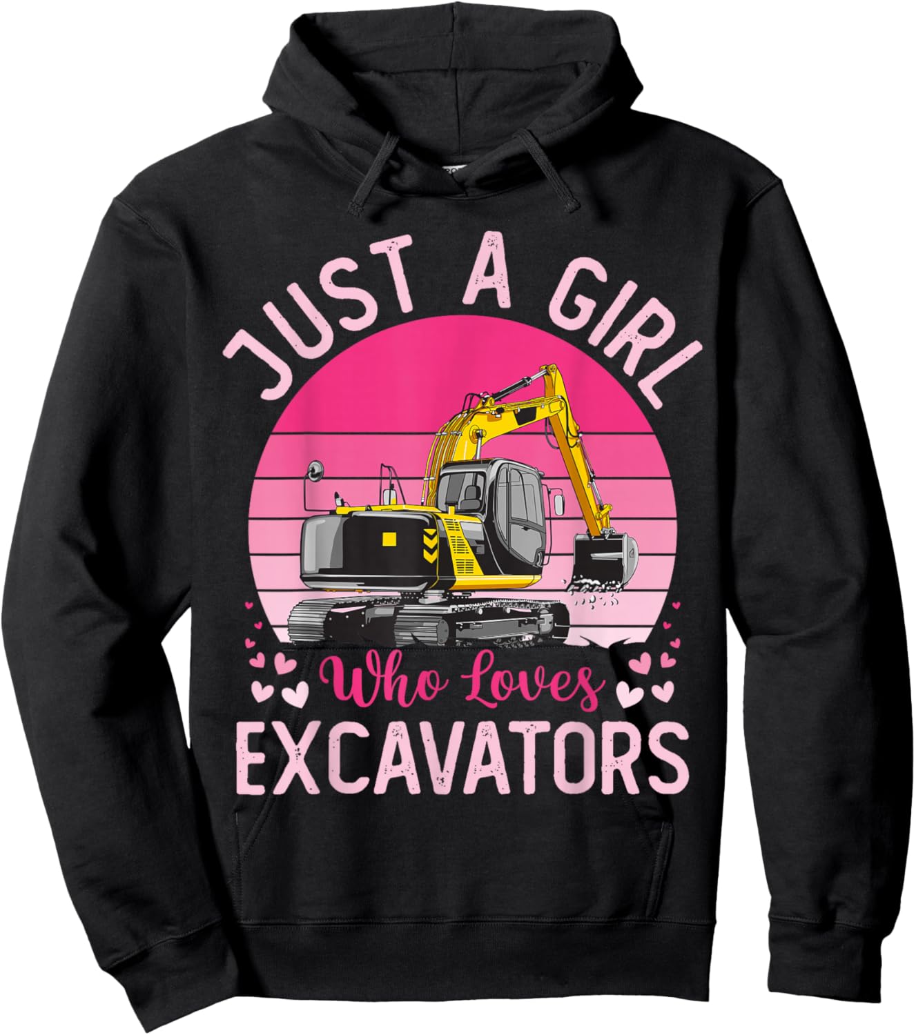 Vintage Just A Girl Who Loves Excavators Hoodie - Hoodie | Black