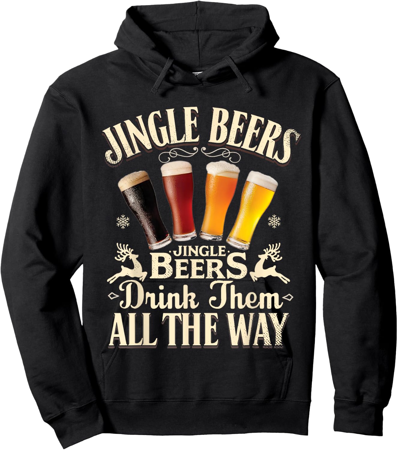 Jingle Beers Drink Them All The Way Funny Drinking Christmas Hoodie - Hoodie | Black