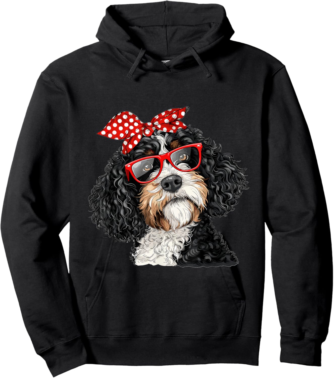 Bernedoodle Dog Mom Bandana Mothers Day Graphic Hoodie - Hoodie | Black
