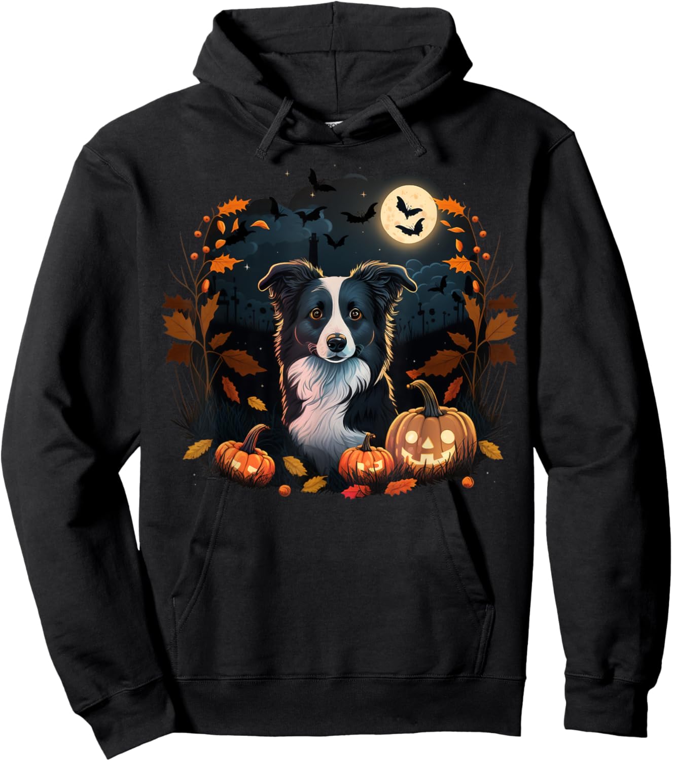Pumpkin Border Collie costume on Border Collie Halloween Hoodie - Hoodie | Black