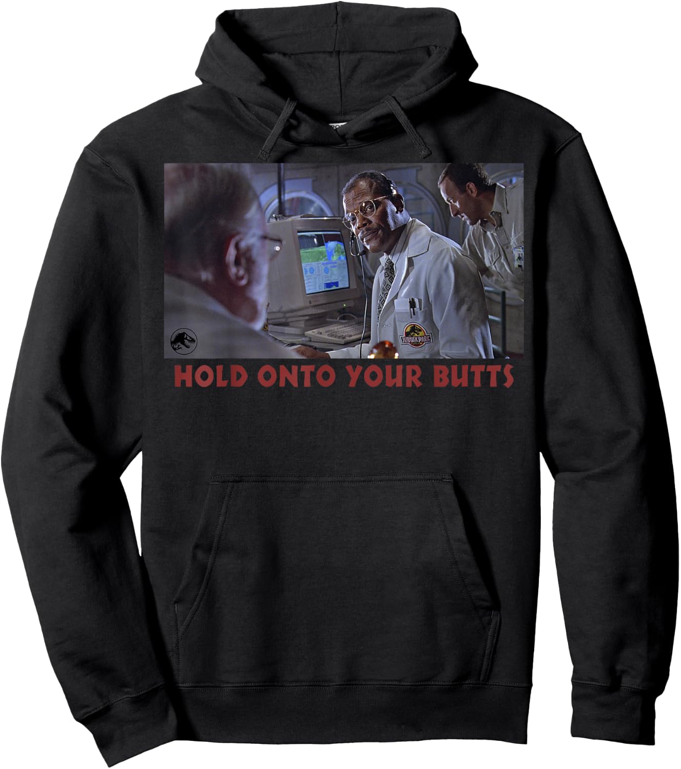 Jurassic Park Doctor Ray Arnold Hold Onto Your Butts Photo Hoodie - Hoodie | Black