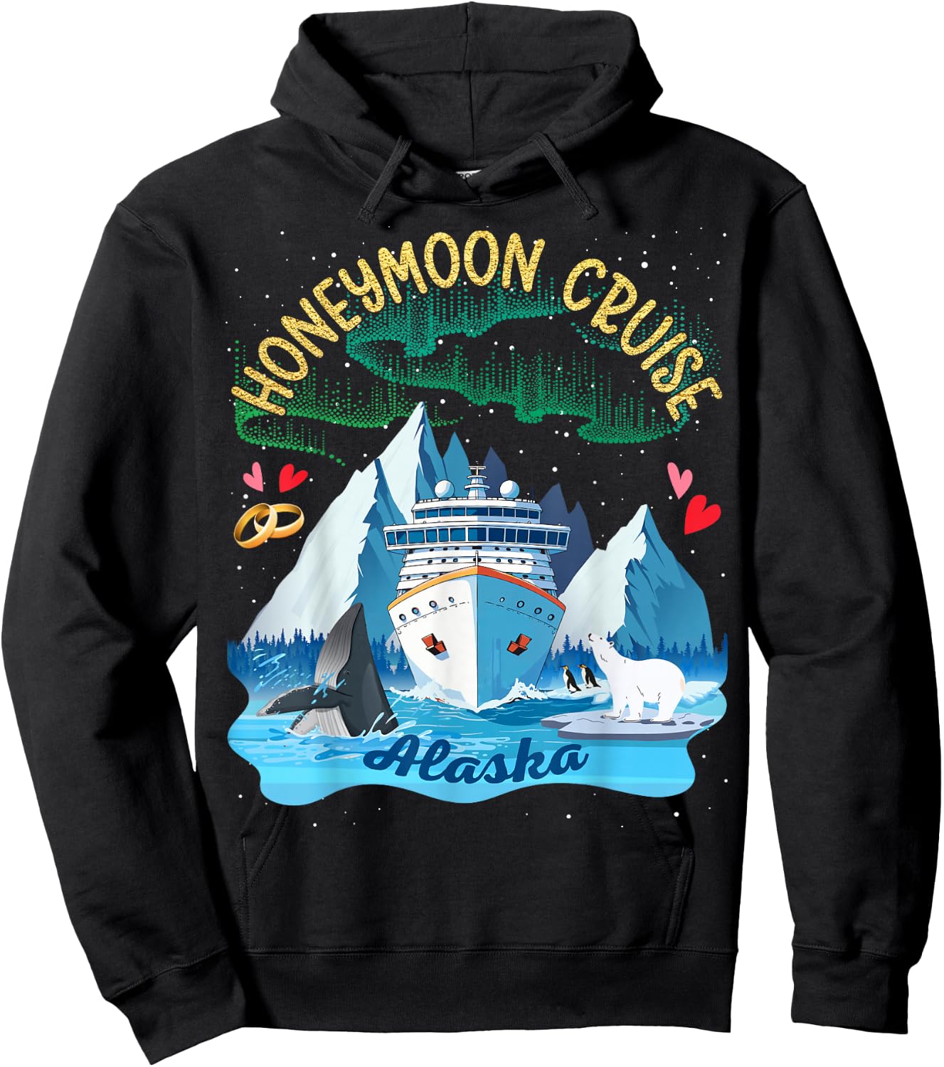 Alaska Honeymoon Cruise Match Couples Newlyweds Just Married Hoodie - Hoodie | Black
