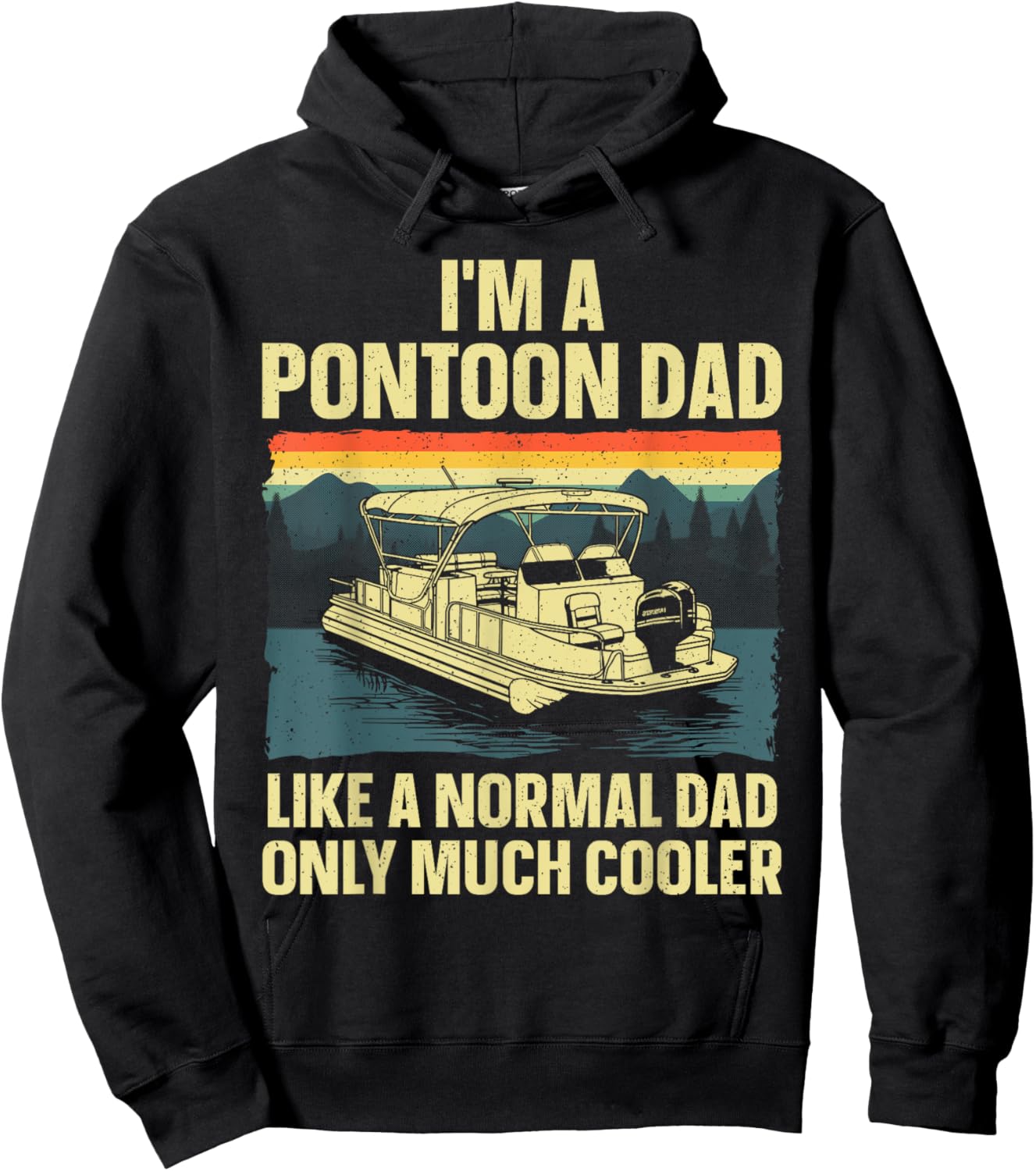 Cool Pontoon Design Dad Boating Pontoon Boat Captain Hoodie - Hoodie | Black