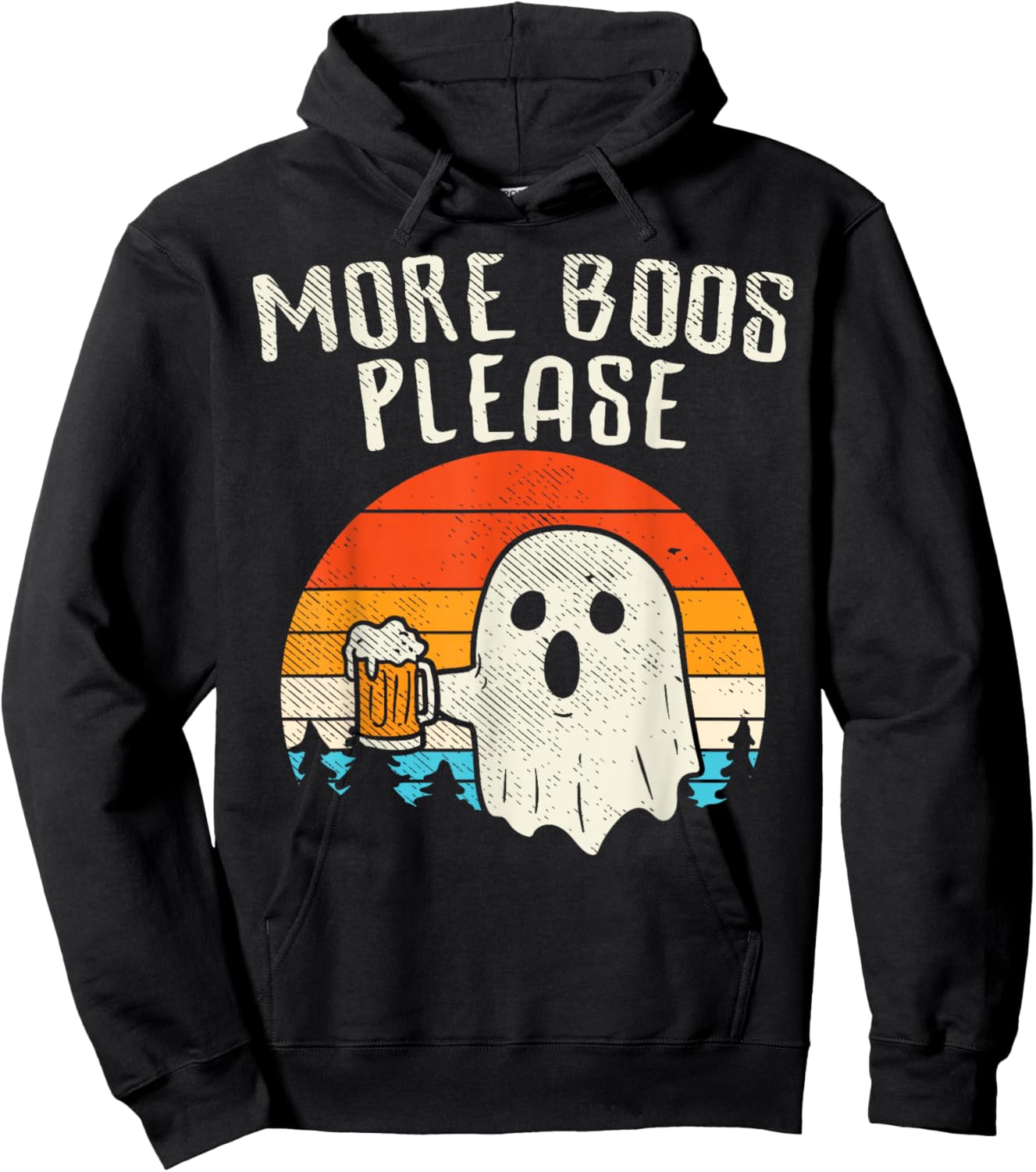More Boos Please Ghost Beer Retro Halloween Drinking Men Hoodie - Hoodie | Black