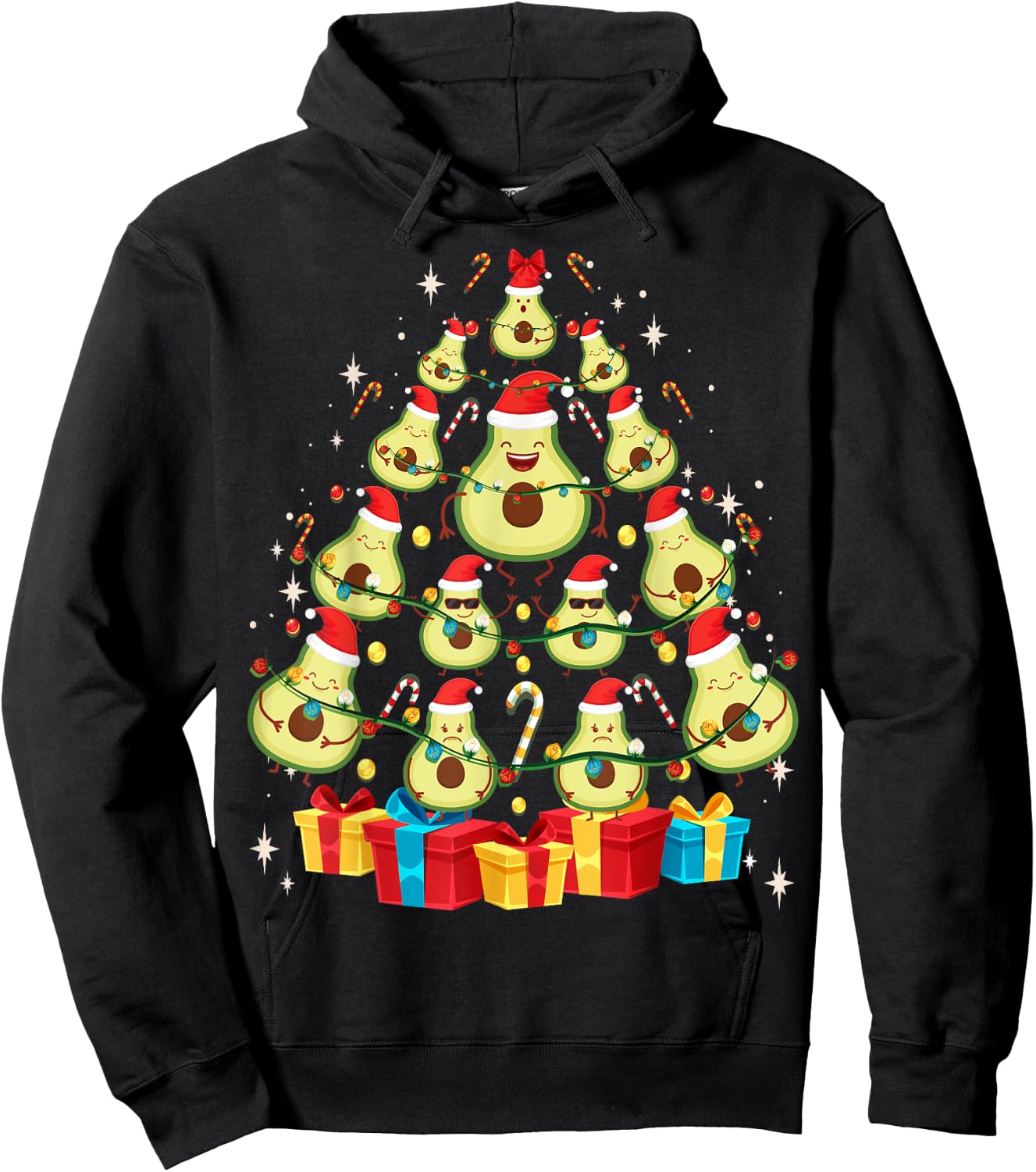 Avocado Plant Based Christmas Tree - Avocado Lover Christmas Hoodie - Hoodie | Black