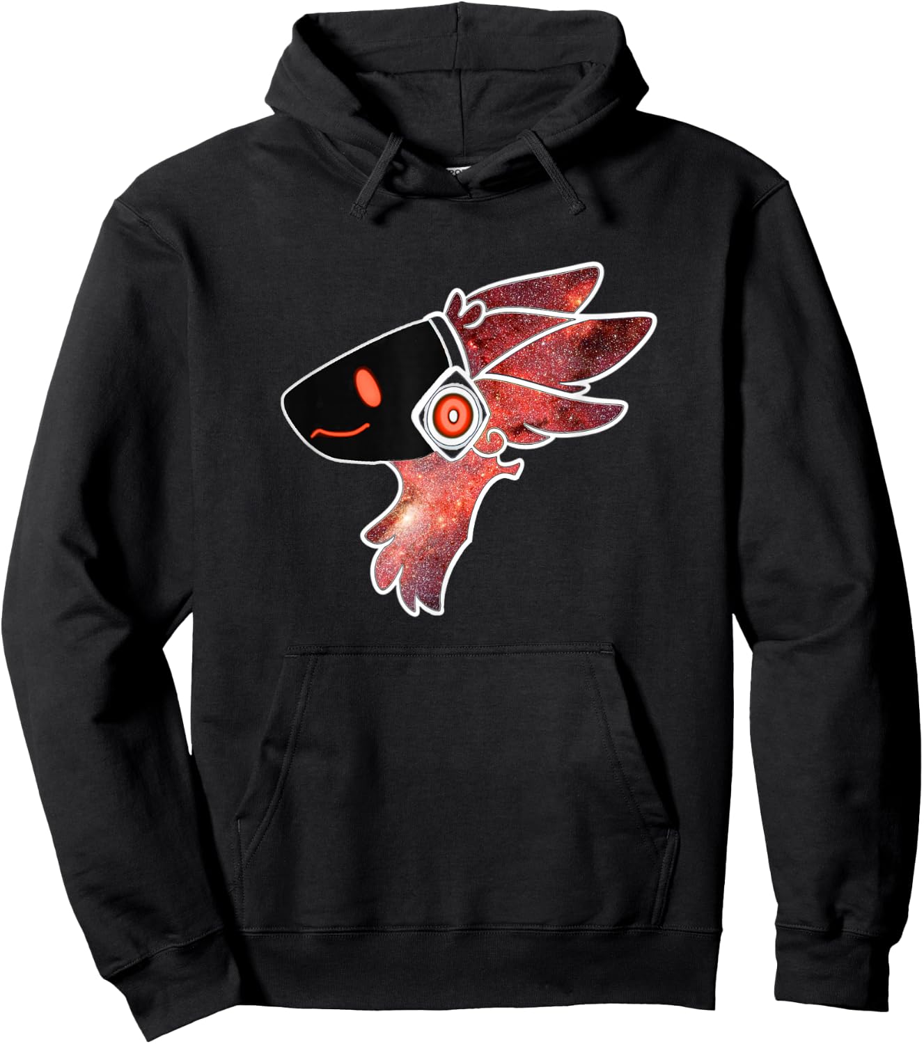 Protogen Fursuit Fursona Head in a Red Star Pattern Hoodie - Hoodie | Black