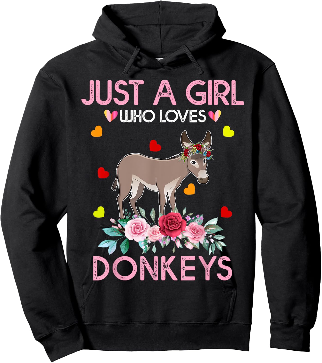 Donkey Kids Gift Just A Girl Who Loves Donkeys Hoodie - Hoodie | Black