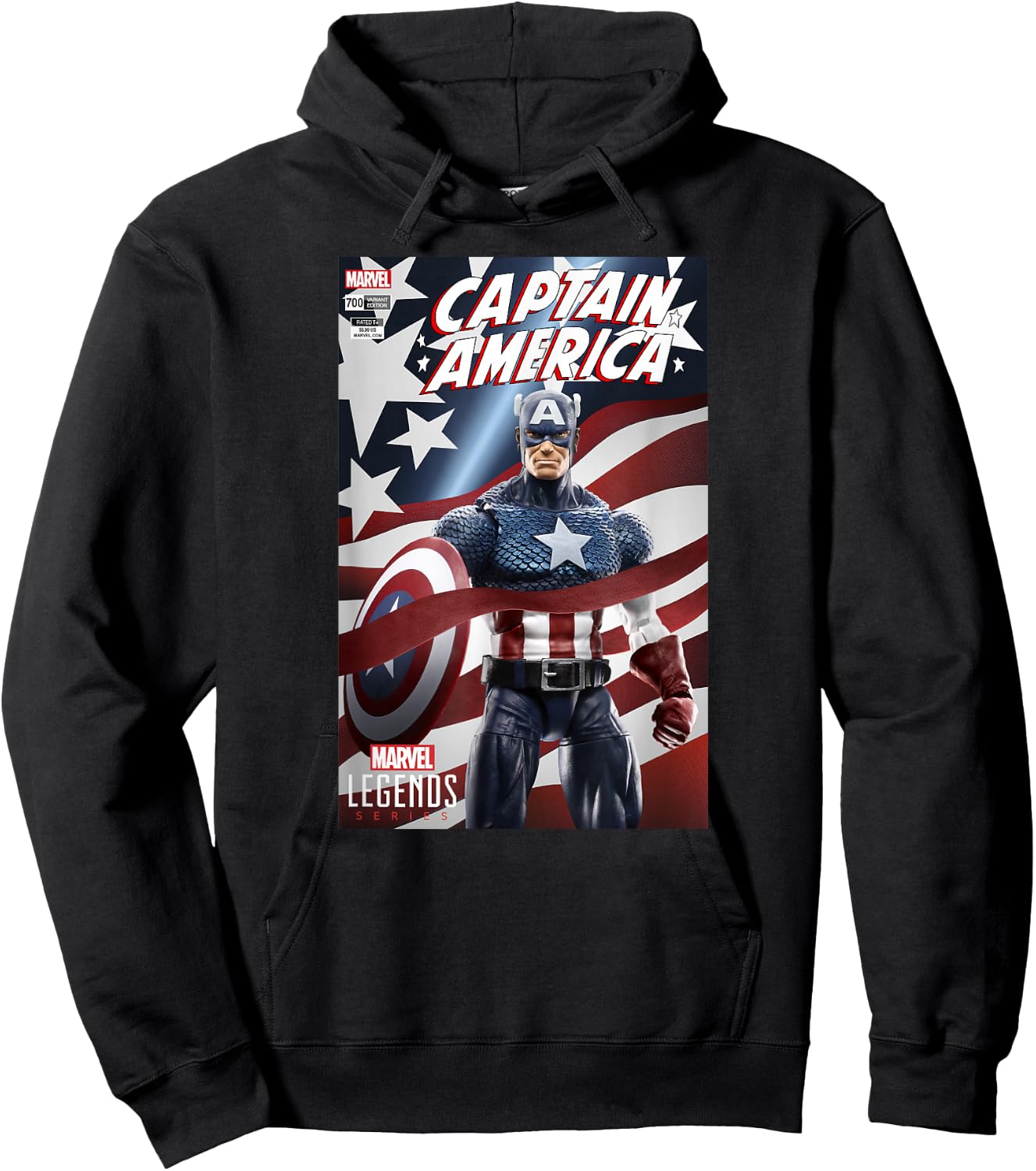 Marvel Legends Series Captain America Comic Cover Hoodie - Hoodie | Black