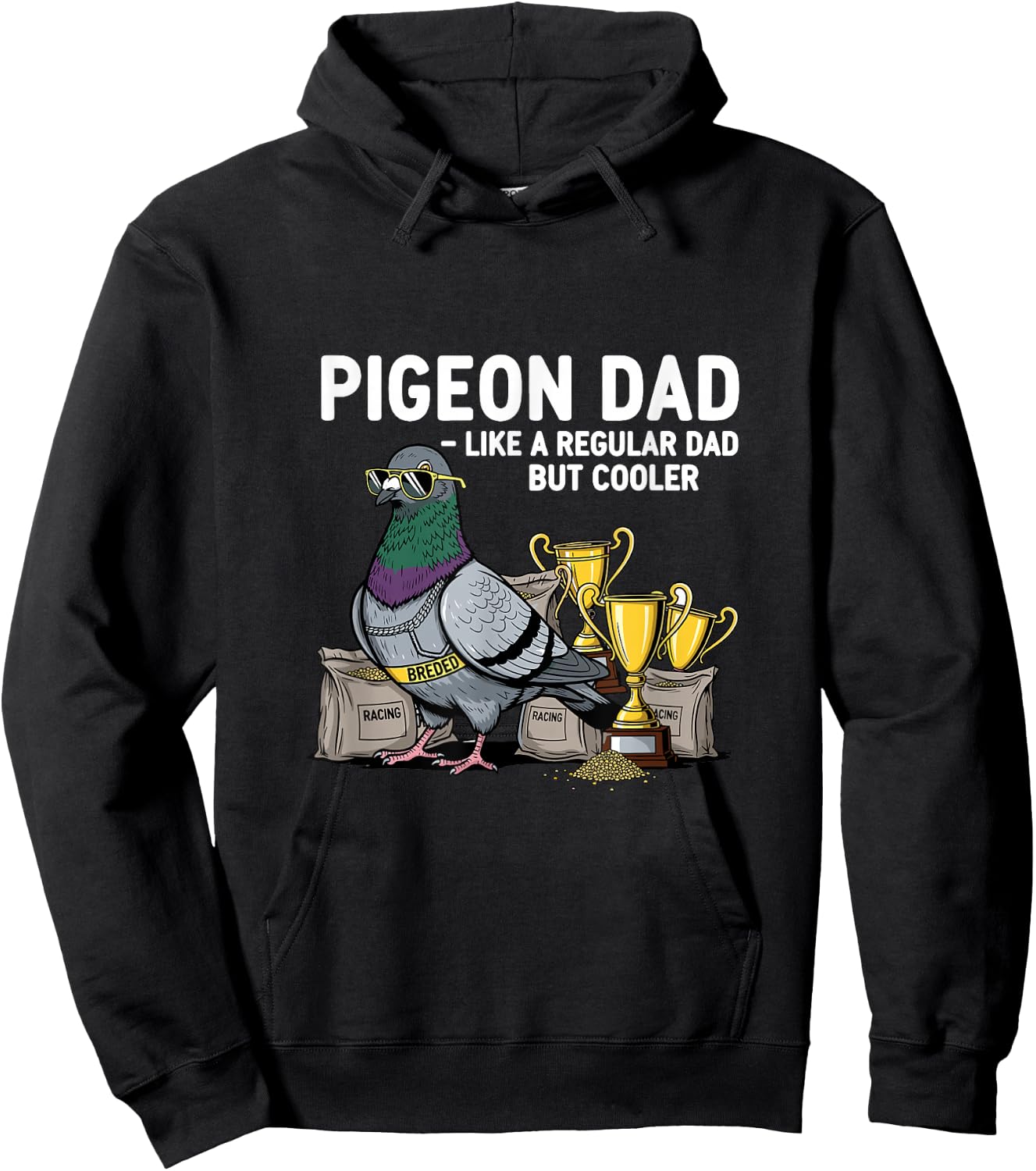 Pigeon Dad Like A Regular Dad But Cooler Funny Pigeon Lover Hoodie - Hoodie | Black