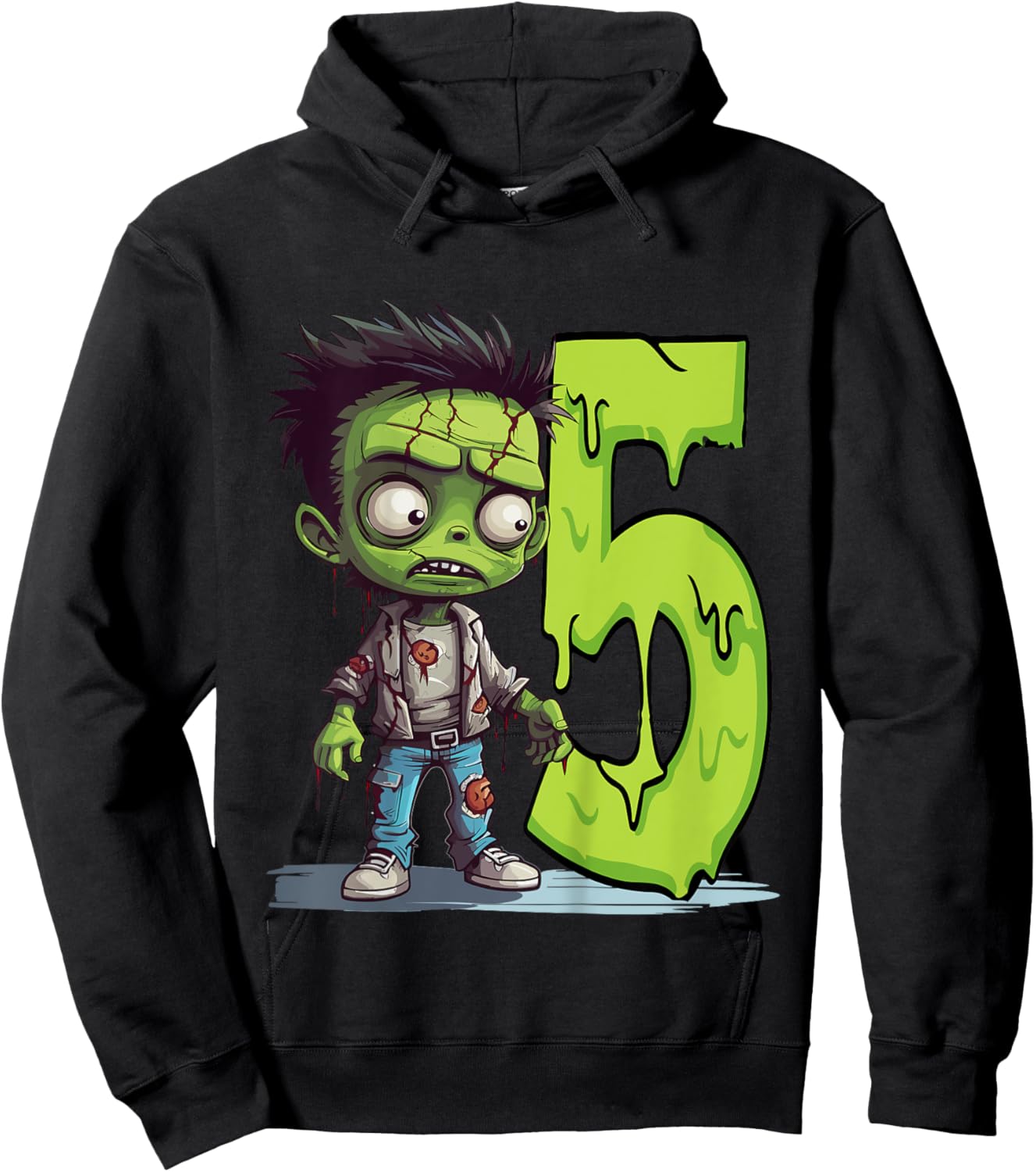 Kids Scary Zombie - five Years - creepy 5th Birthday Halloween Hoodie - Hoodie | Black