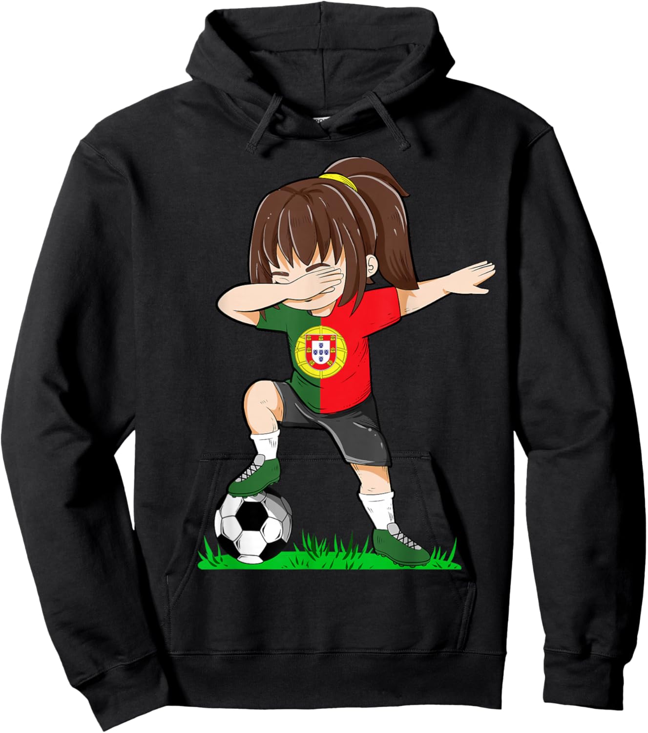 Fußball Portugal Trikot Shirt Portugiesische Flagge Fußball Mädchen Hoodie - Hoodie | Black