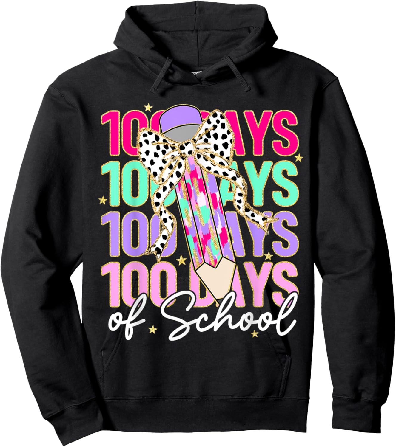 100 Days of School Teacher 100th Day of School Girls Kids Hoodie - Hoodie | Black