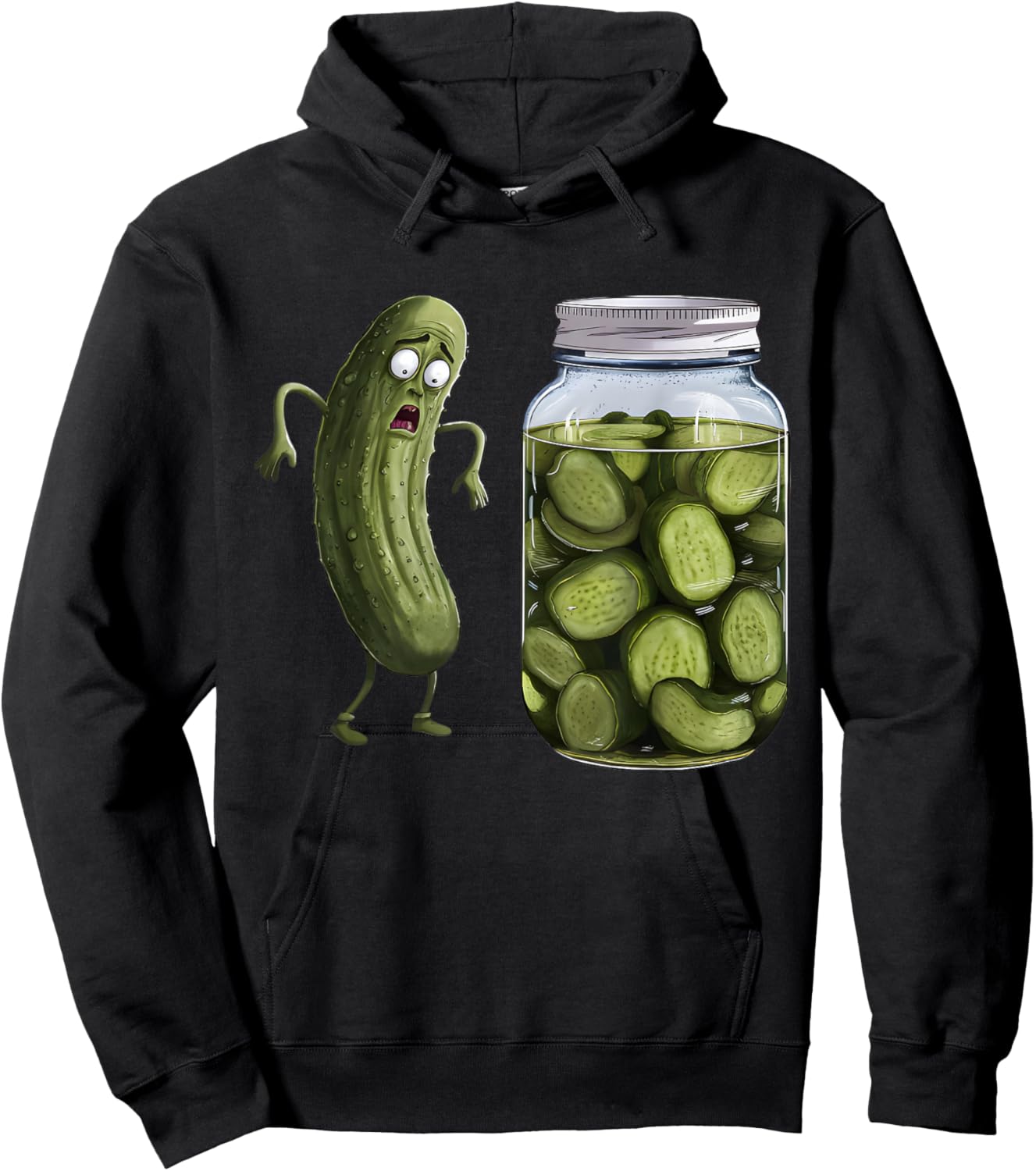 Funny Pickle Surprise A Cucumber And A Jar Of Sliced Pickles Hoodie - Hoodie | Black