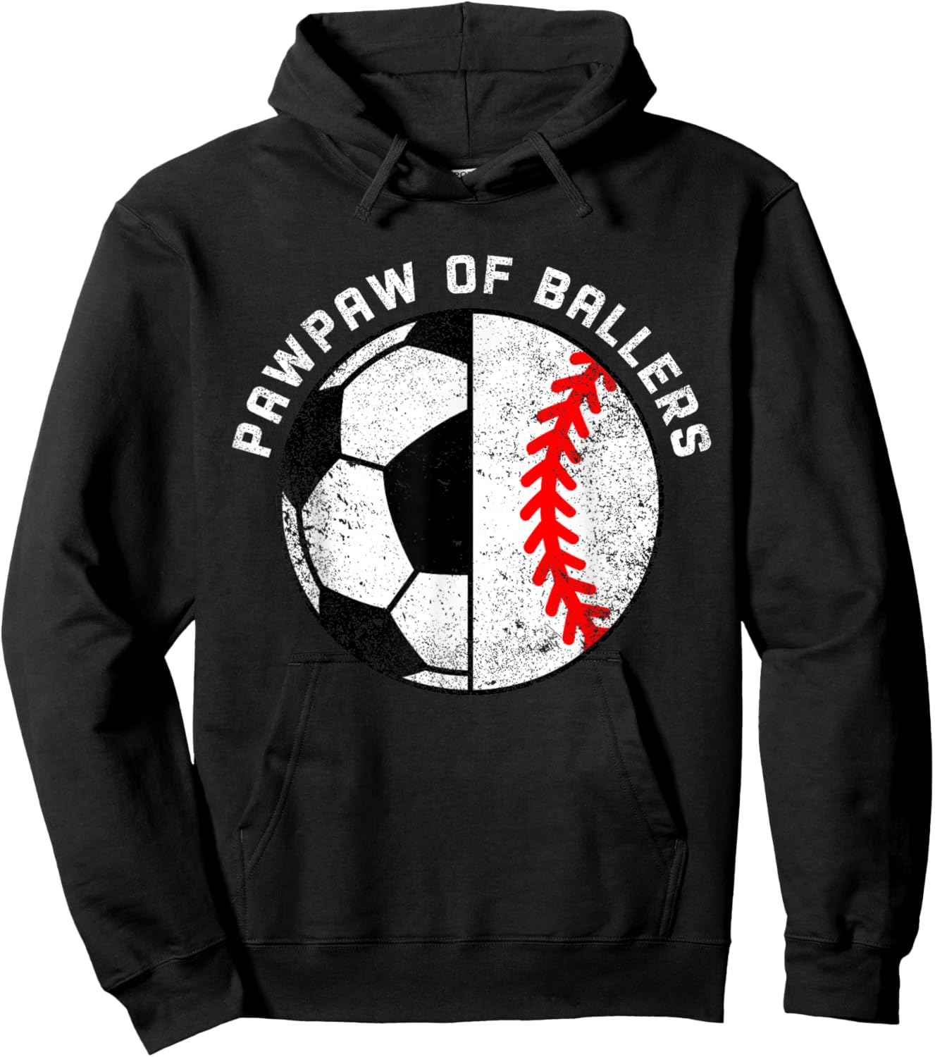 PawPaw Of Ballers Funny Soccer Baseball Paw Paw Hoodie - Hoodie | Black