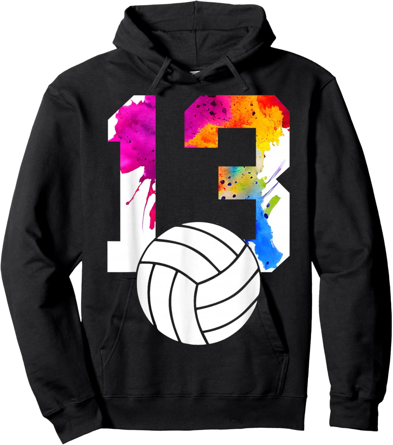 Number 13 Volleyball 13th Birthday Hoodie - Hoodie | Black