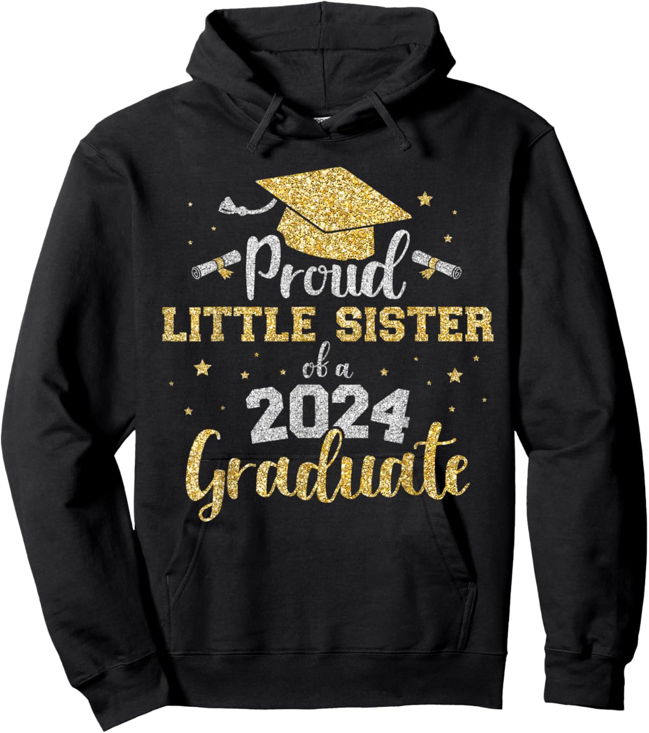 Proud little sister class of 2024 graduate senior graduation Hoodie - Hoodie | Black