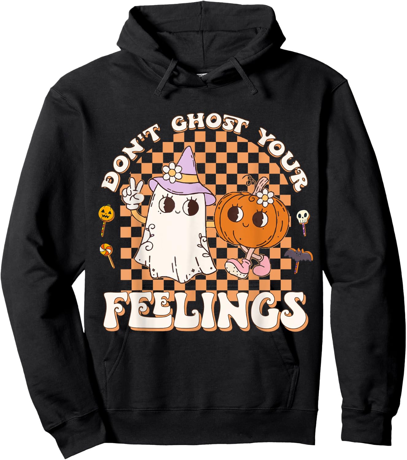 Cool Mental Health Halloween Quote Don't Ghost Your Feelings Hoodie - Hoodie | Black
