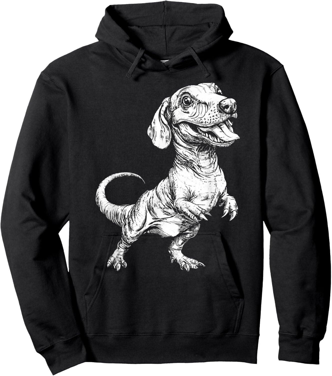 Dachshund Dog Dinosaur Tyrannosaurus Dachshund Saurus Dino Hoodie - Hoodie | Black